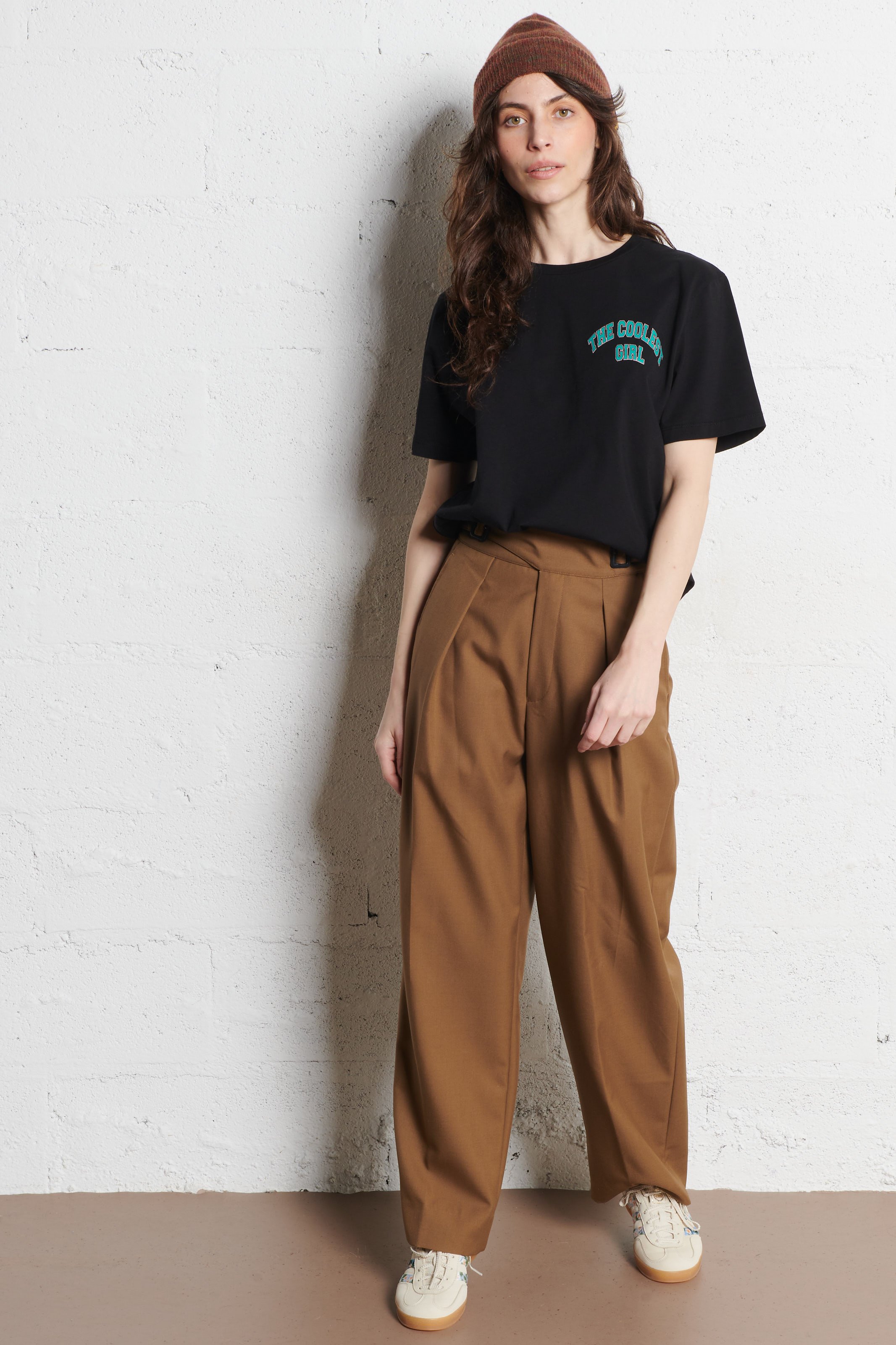 Tee-shirt droit col rond en coton BERENICE Noir