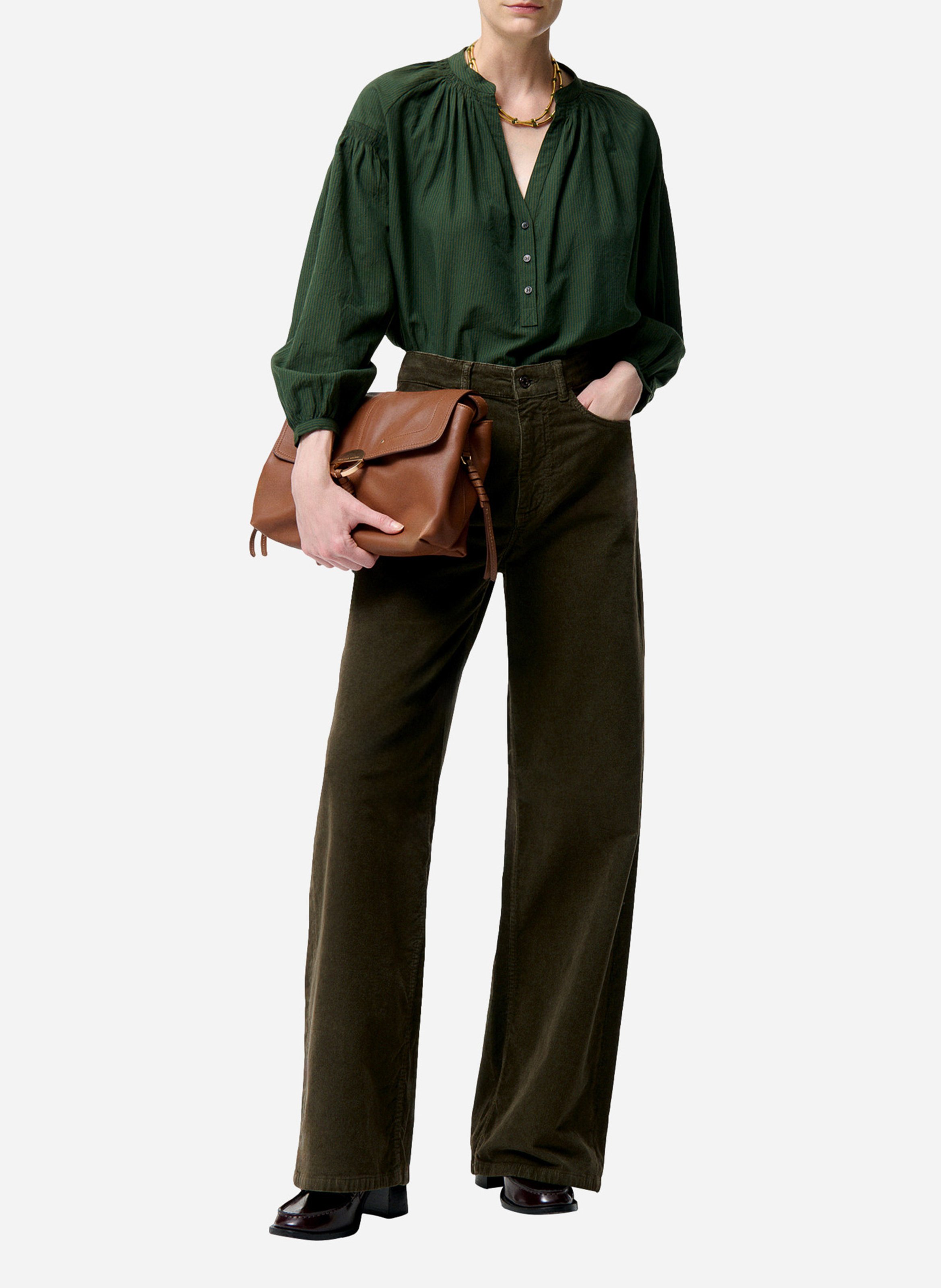 Wide leg corduroy jeans VANESSA BRUNO Green