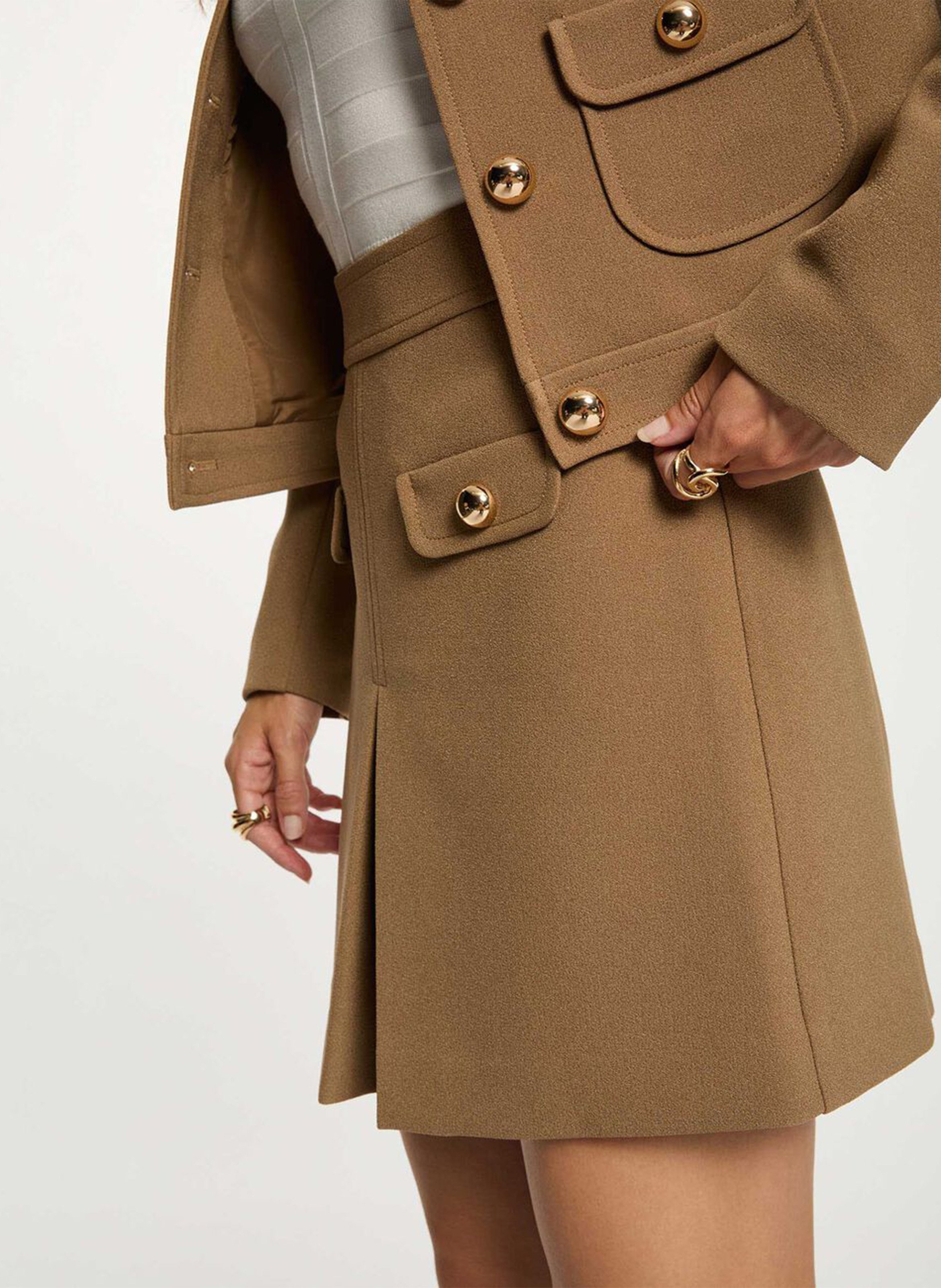 Jupe courte taille haute MORGAN Beige