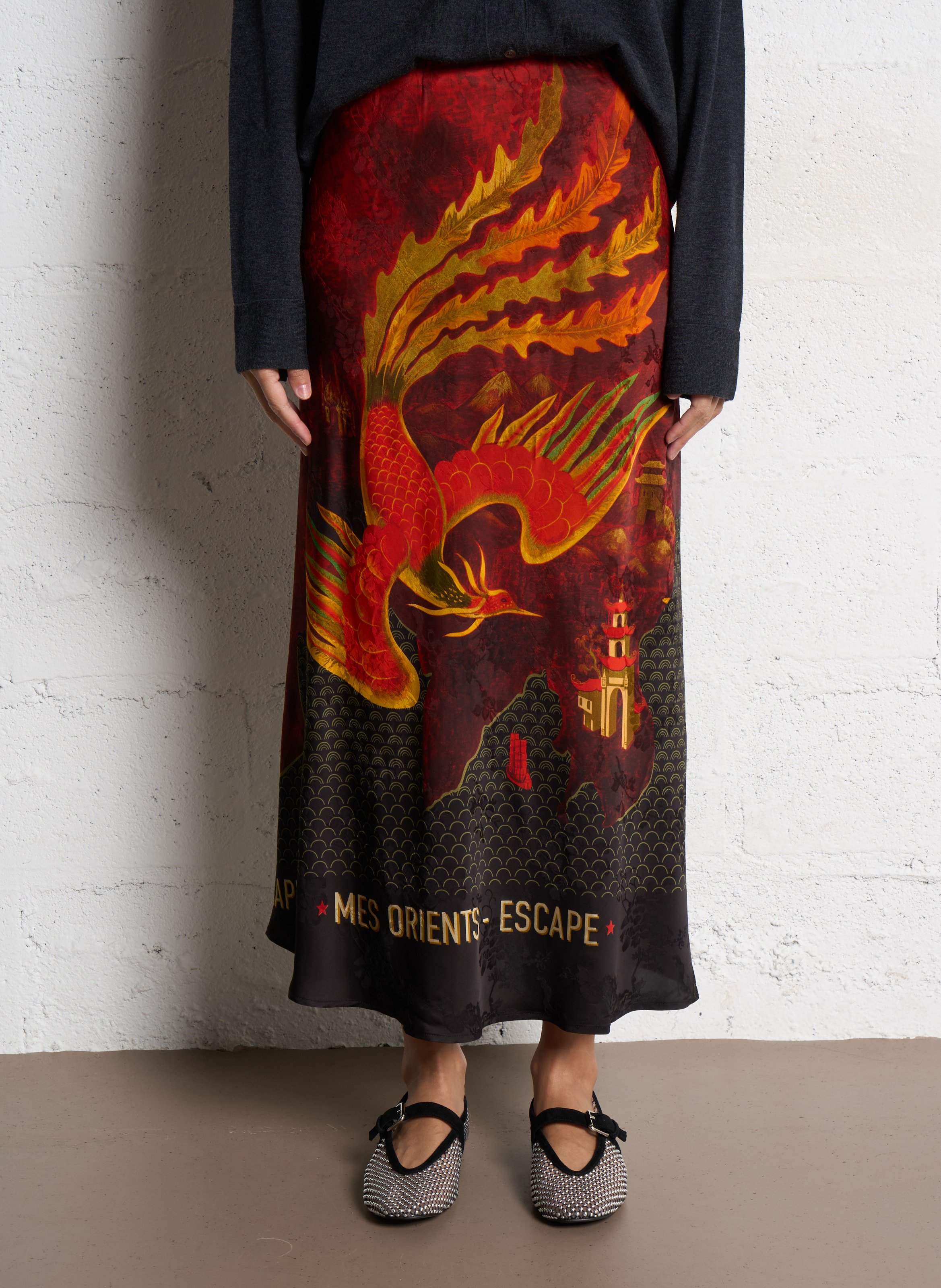 Jupe midi imprimée MES DEMOISELLES Rouge