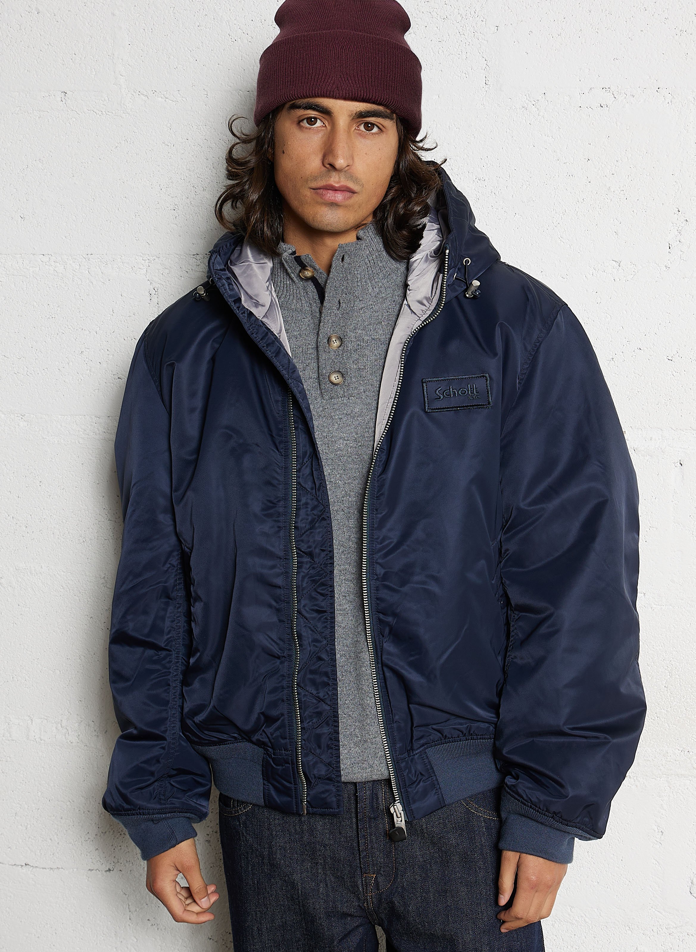 Blouson oversize à capuche SCHOTT Bleu