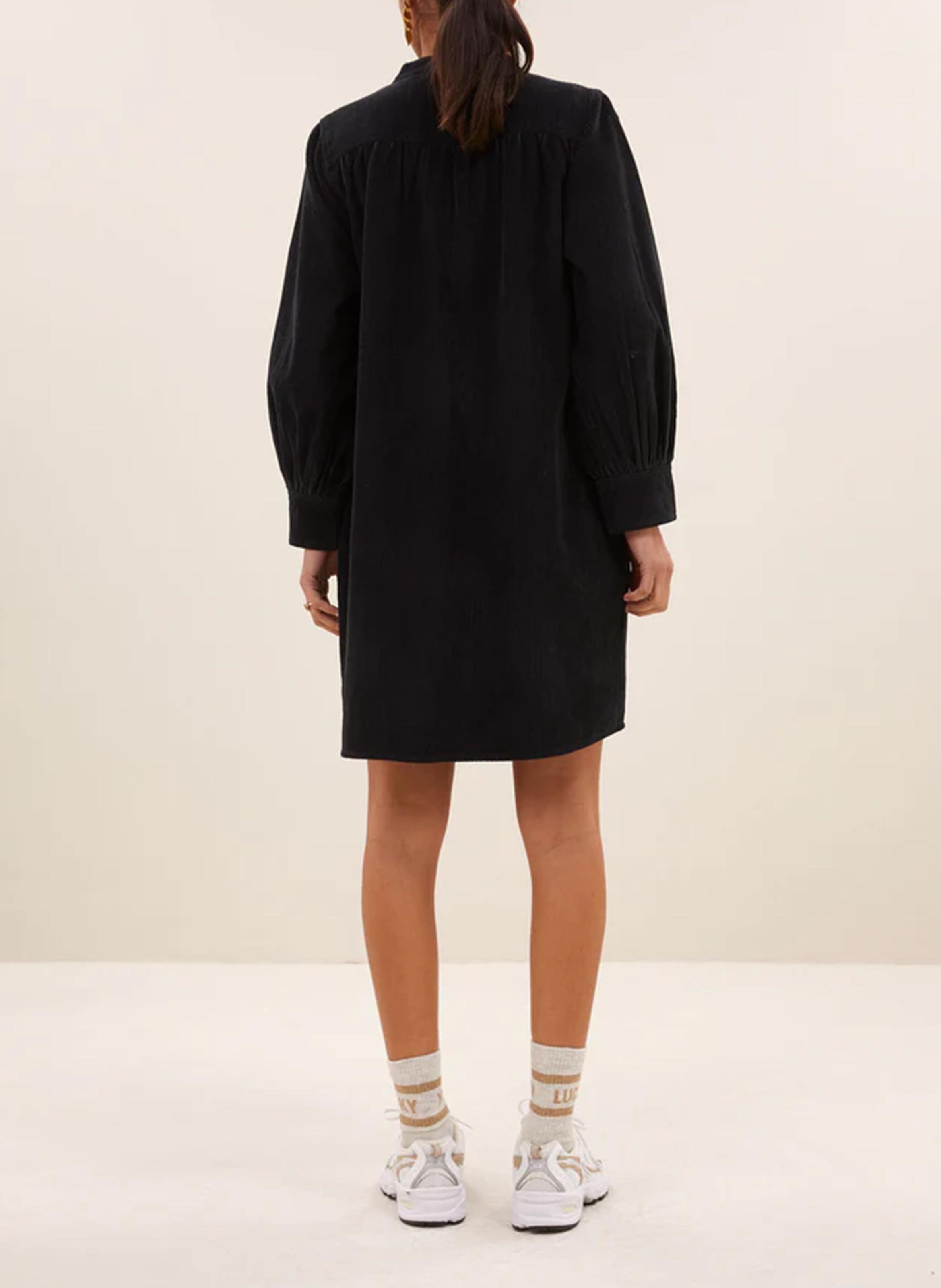 Short ribbed dress with Tunisian collar BY BAR Blue