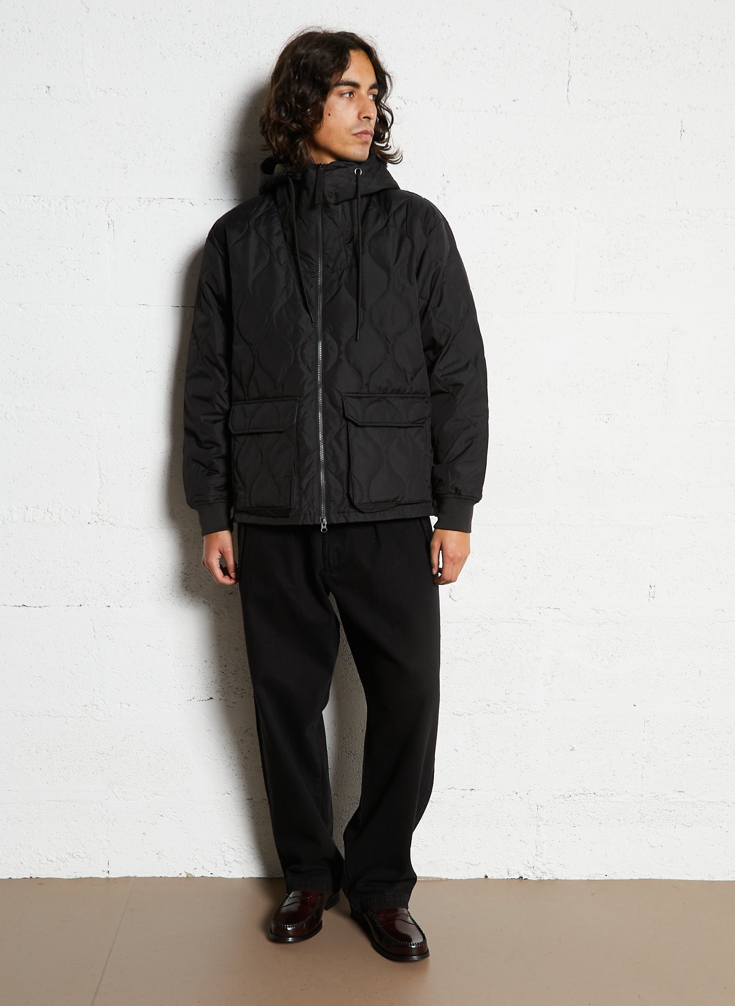 Oversized hooded jacket with high neck TAION Black