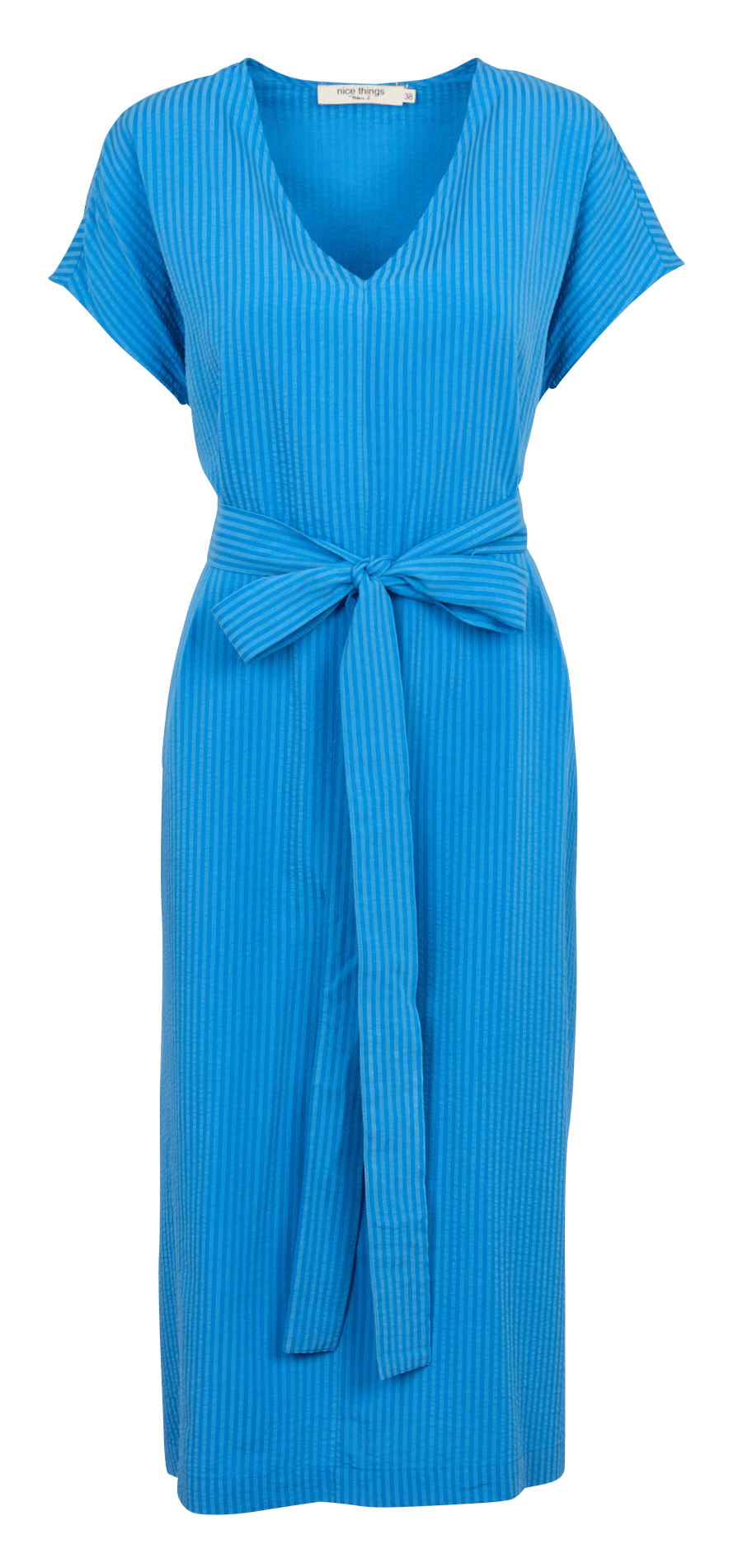 Round-neck linen-blend midi dress NICE THINGS Blue