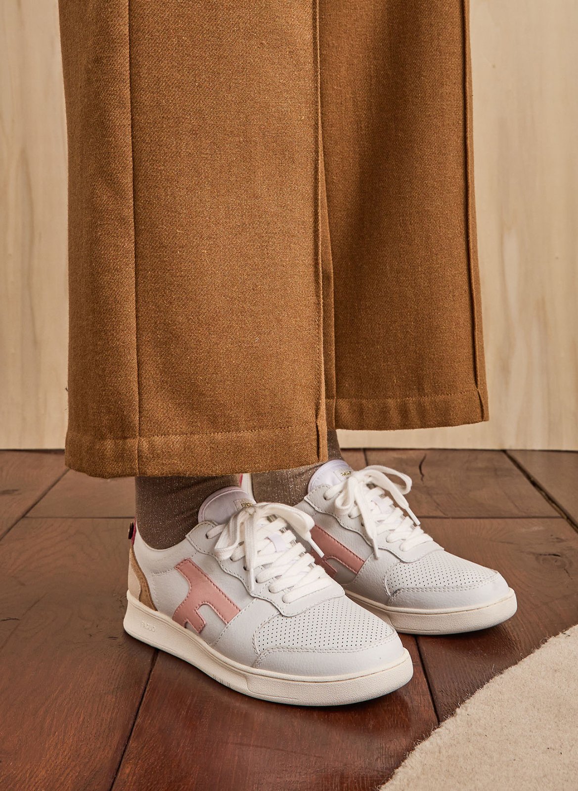 Niedrige Sneaker aus Leder-Mix FAGUO Weiss