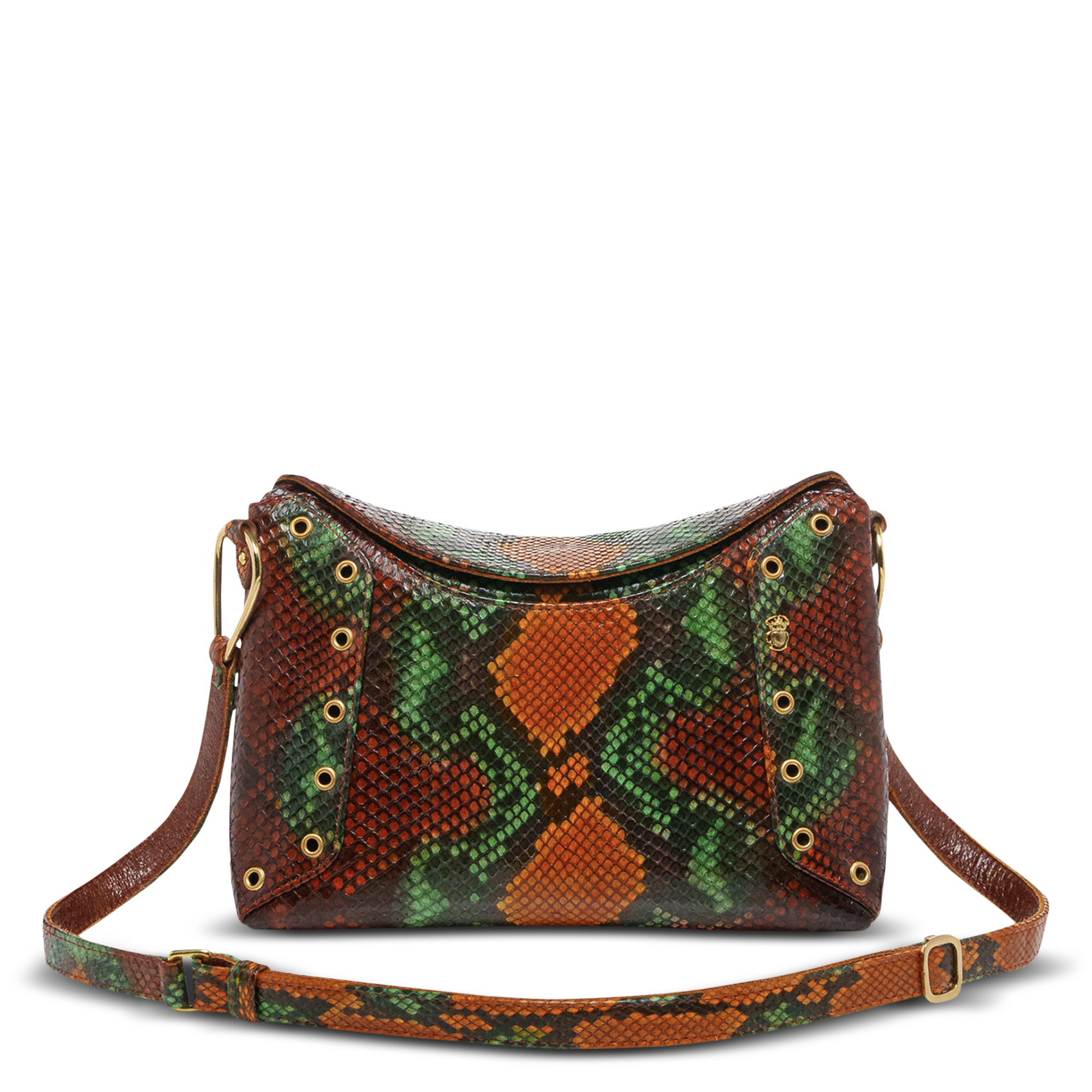 Sac bandoulière en cuir python mélangé CLARIS VIROT Marron