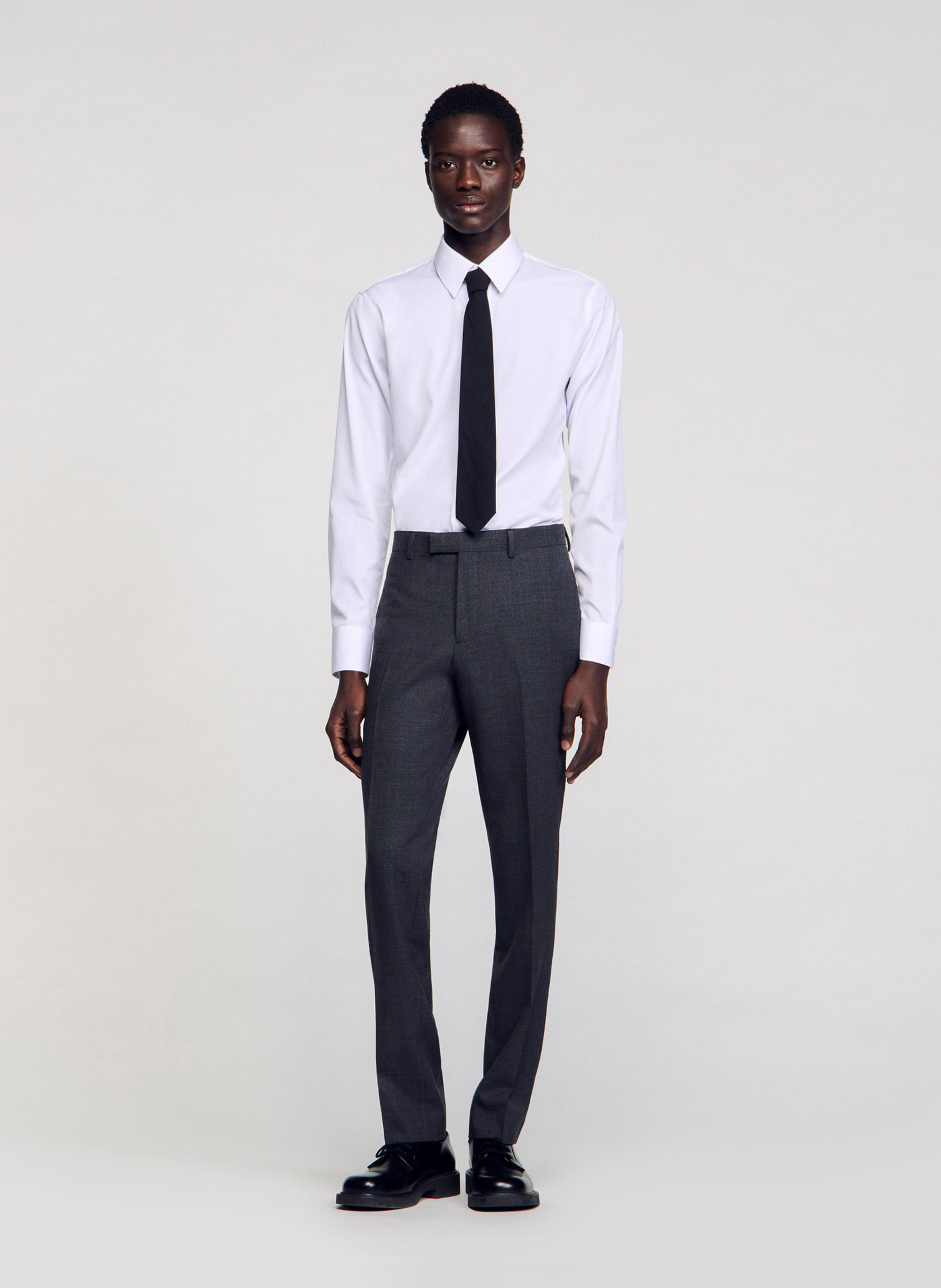 Pantalon de costume en laine SANDRO Gris