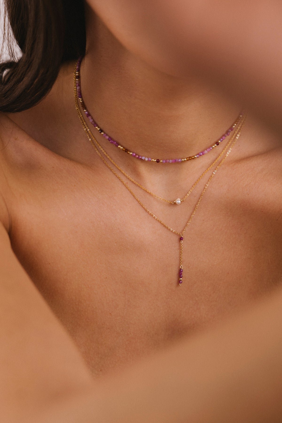 Thea Long Necklace - Ruby YAY Golden