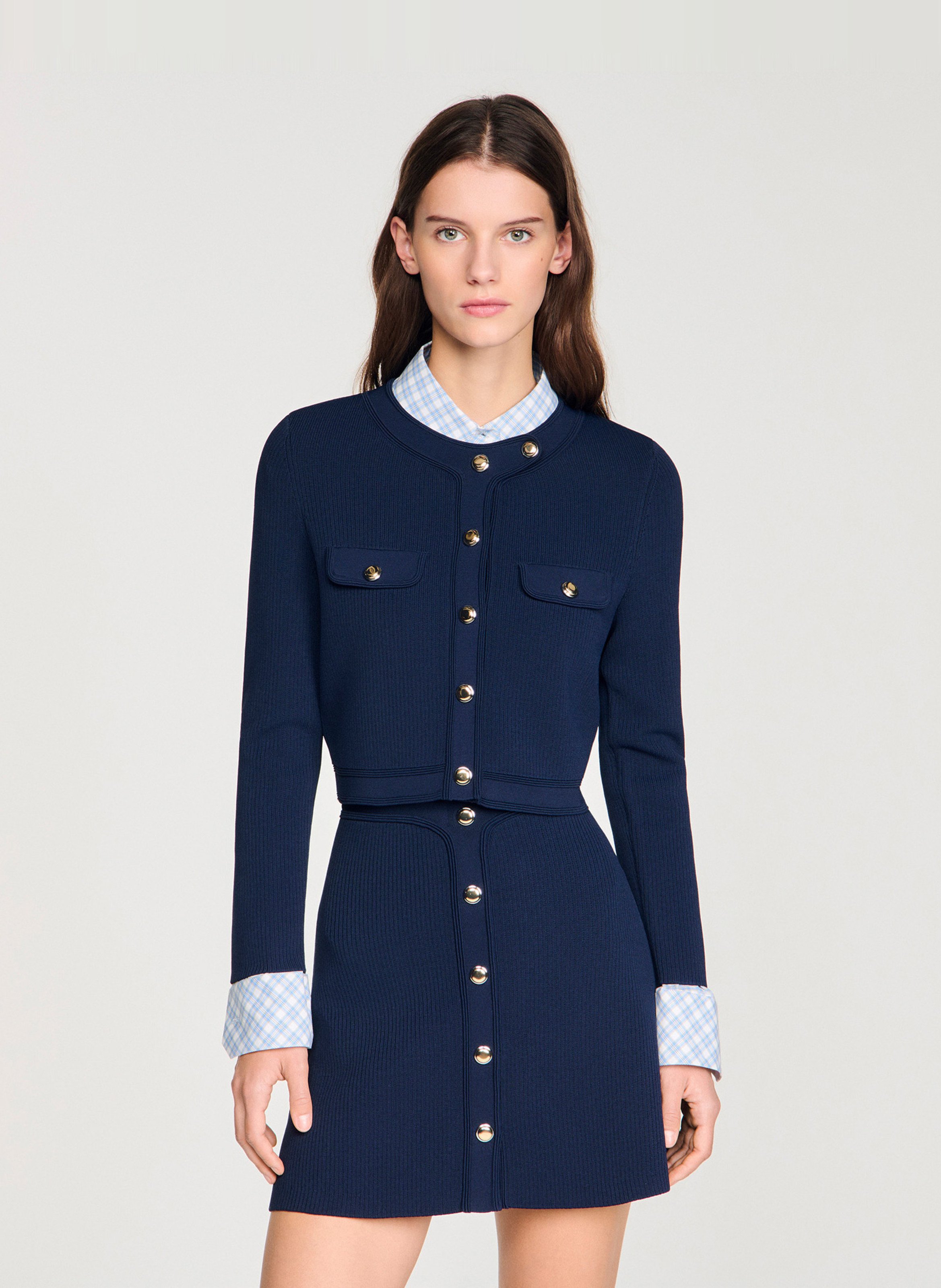 Cardigan col rond SANDRO Bleu