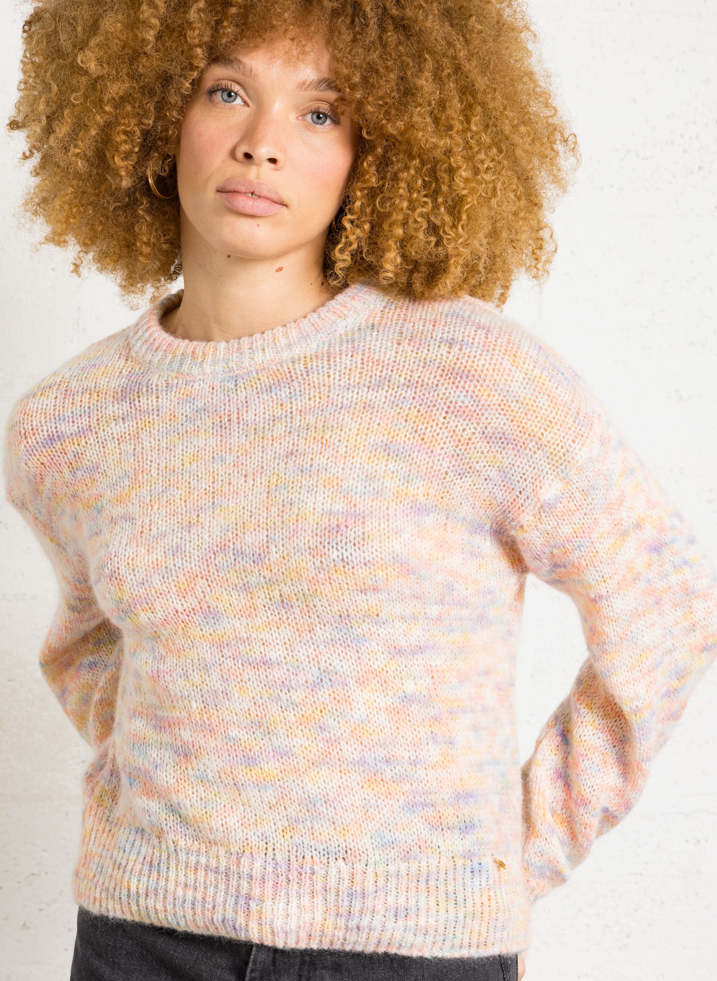 Oversized round-neck wool-blend sweater DES PETITS HAUTS Multicolored