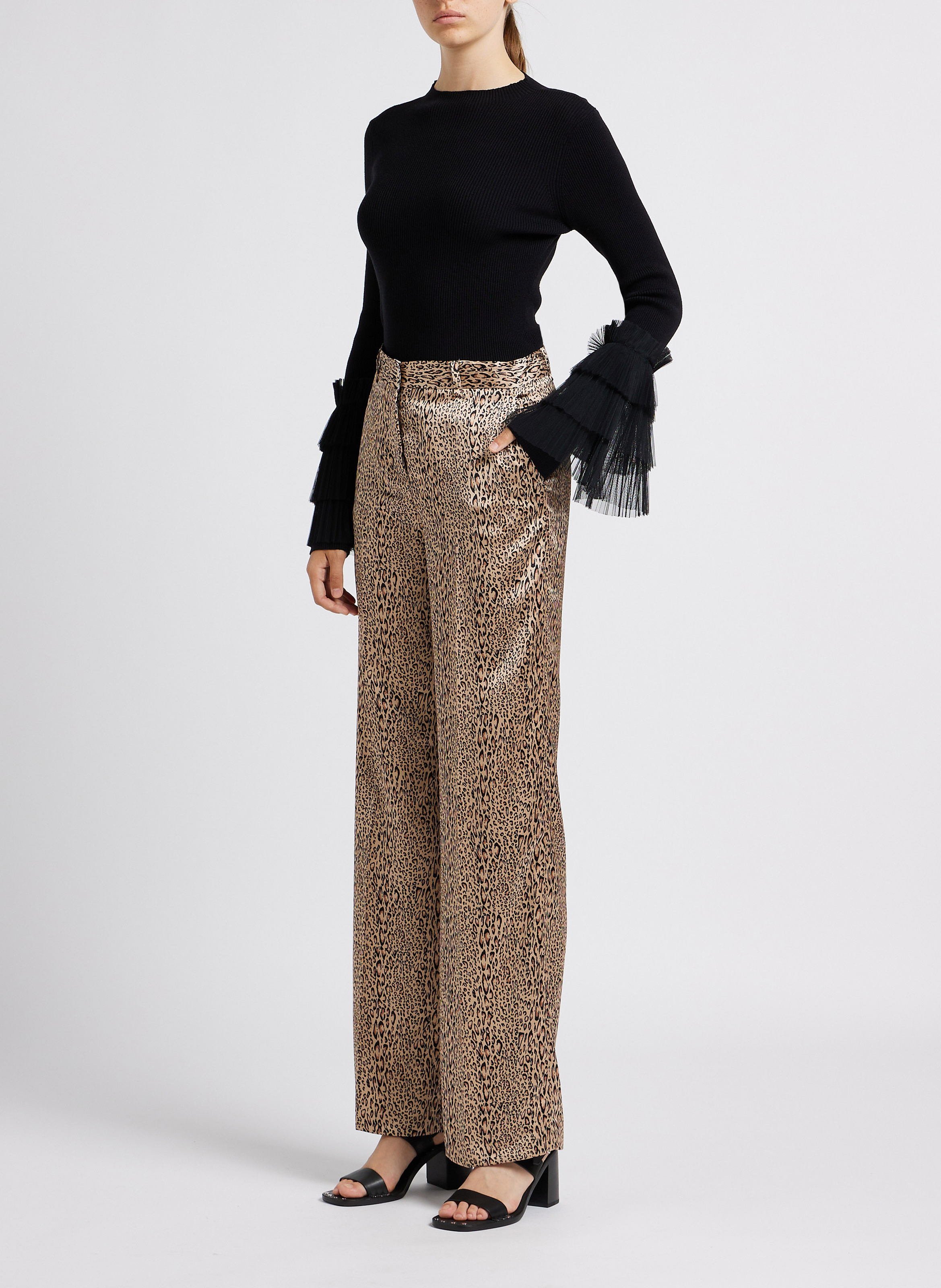 Leopard print pleated pants TWINSET Brown