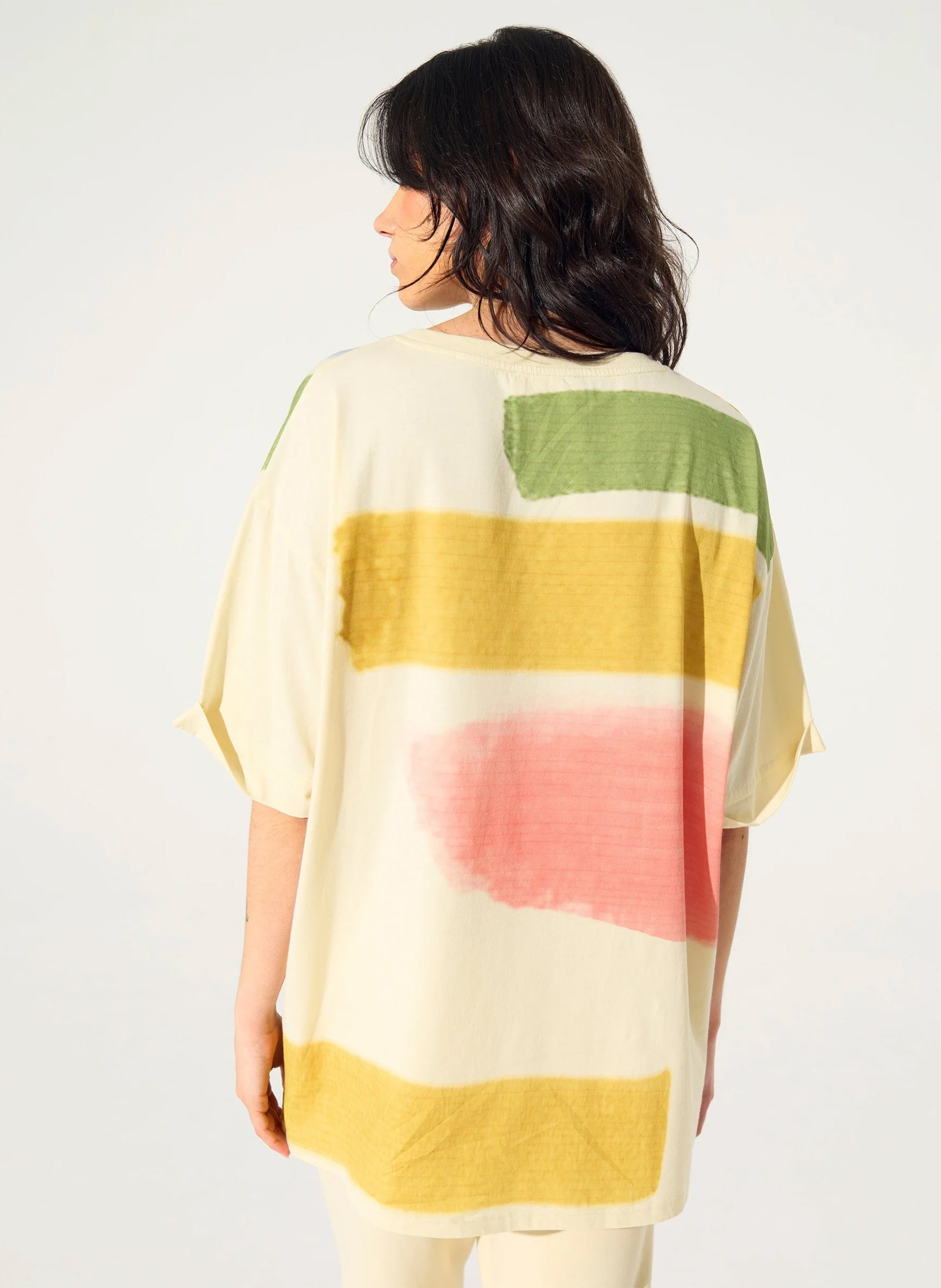 Tee-shirt long imprimé en coton bio ACOTE Blanc