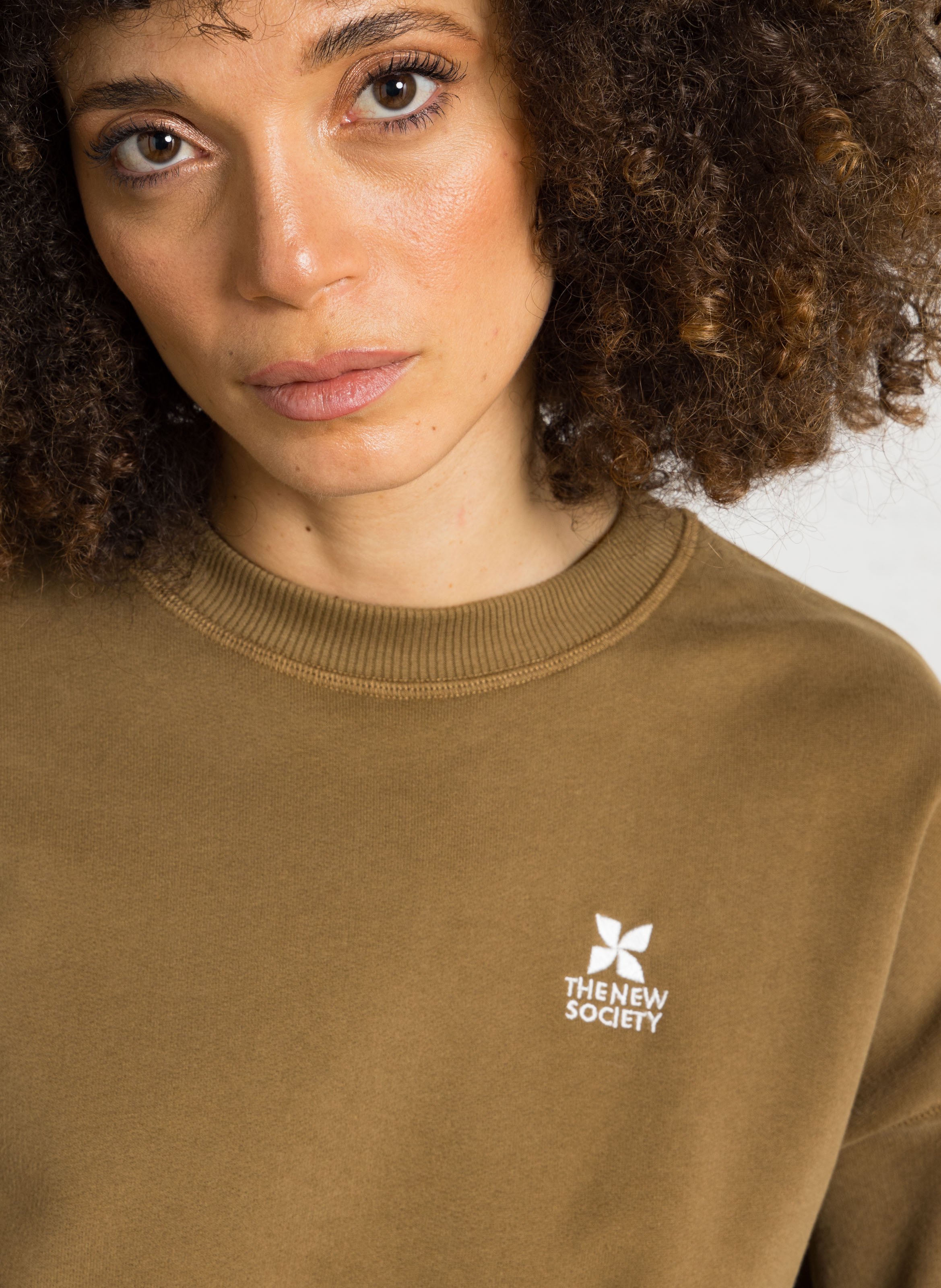 Oversized, katoenen sweater met ronde hals THE NEW SOCIETY Groen