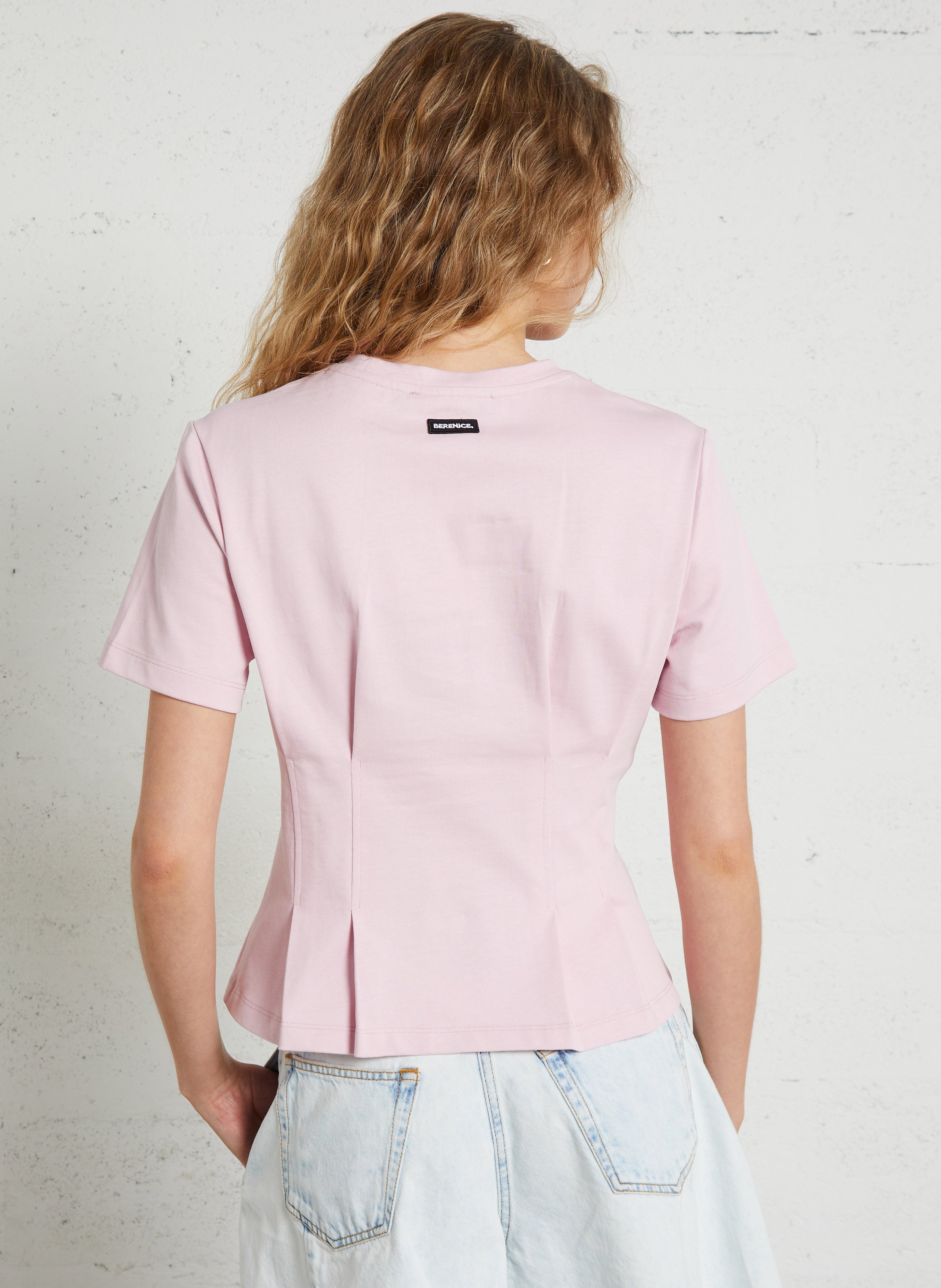 Getailleerd T-shirt van katoen BERENICE Roze