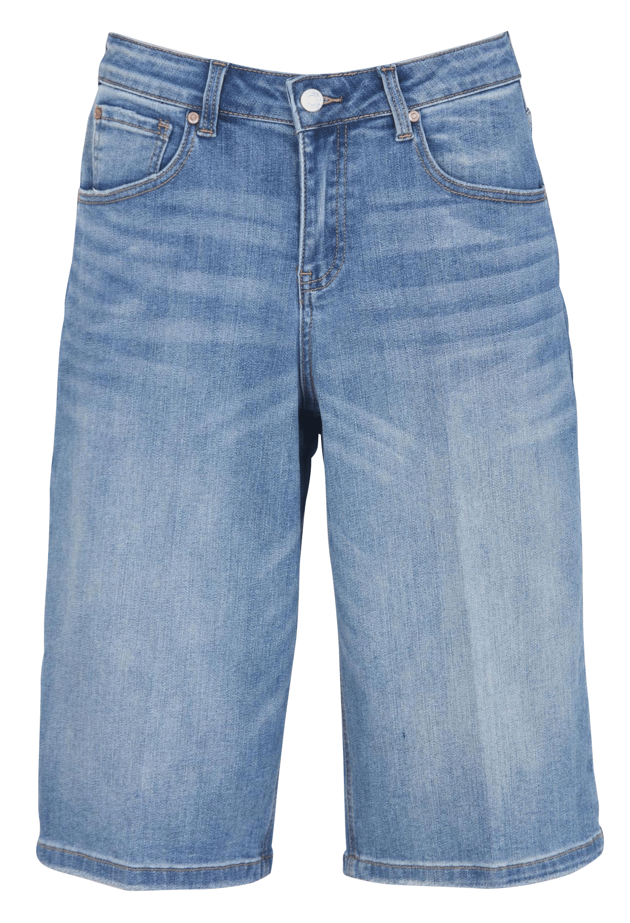 Bermuda mit hoher Taille aus Baumwollmischgewebe MKT Blau