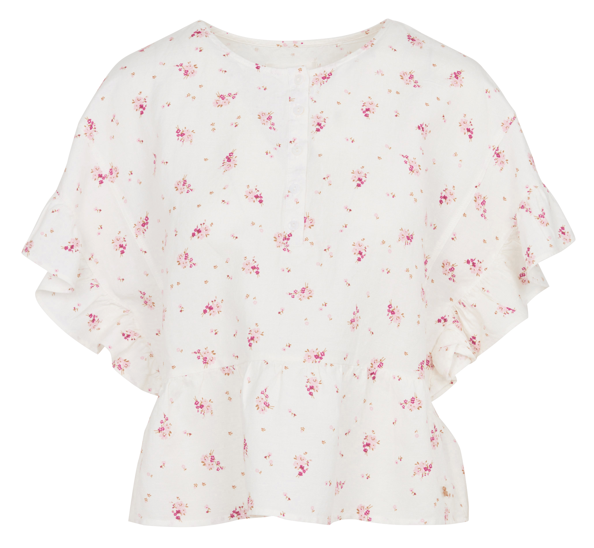 Blouse imprimée col rond   DES PETITS HAUTS Blanc