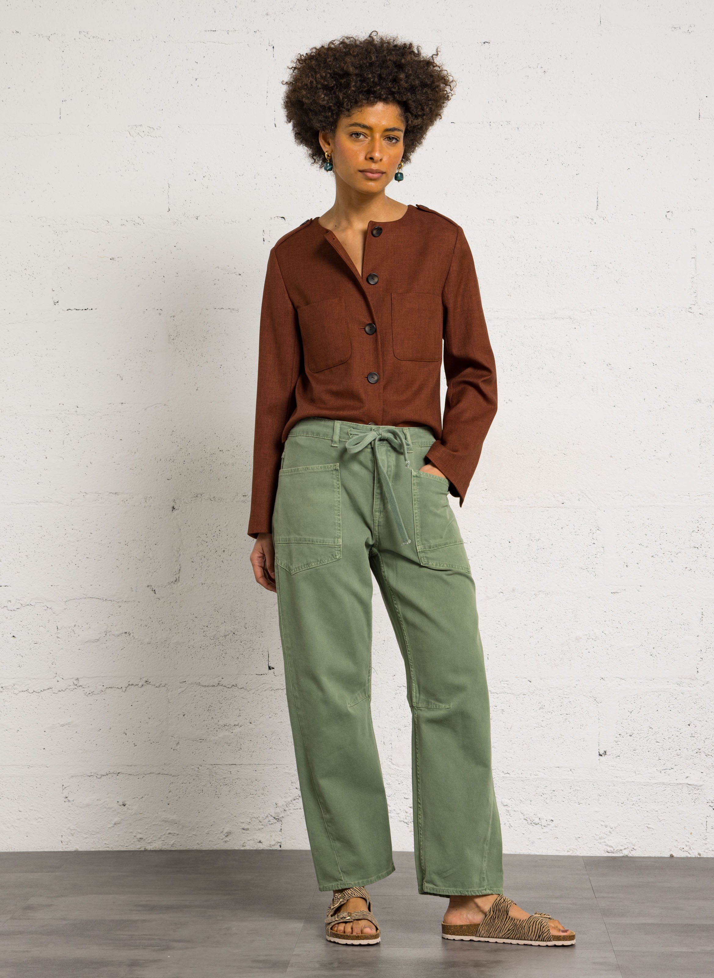 Giacca dritta collo rotondo MAISON 123 Beige