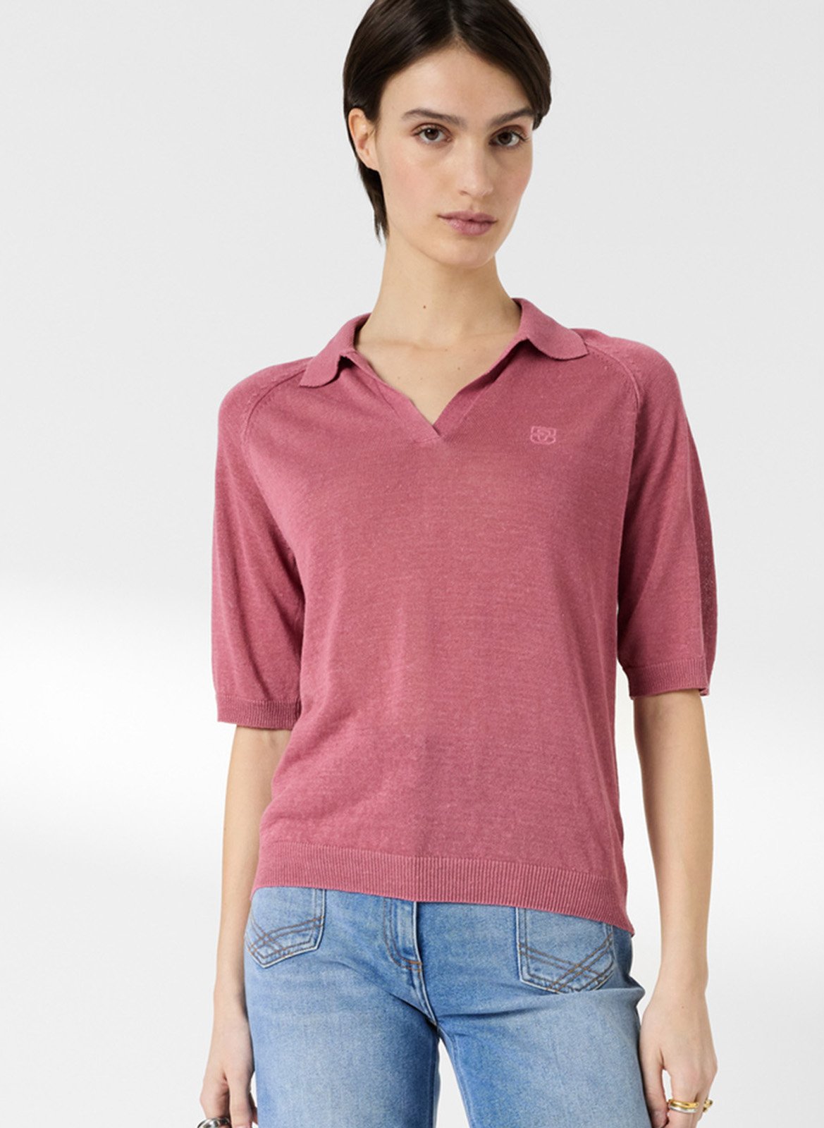 Gebreide polo van gemengd linnen GERARD DAREL Roze