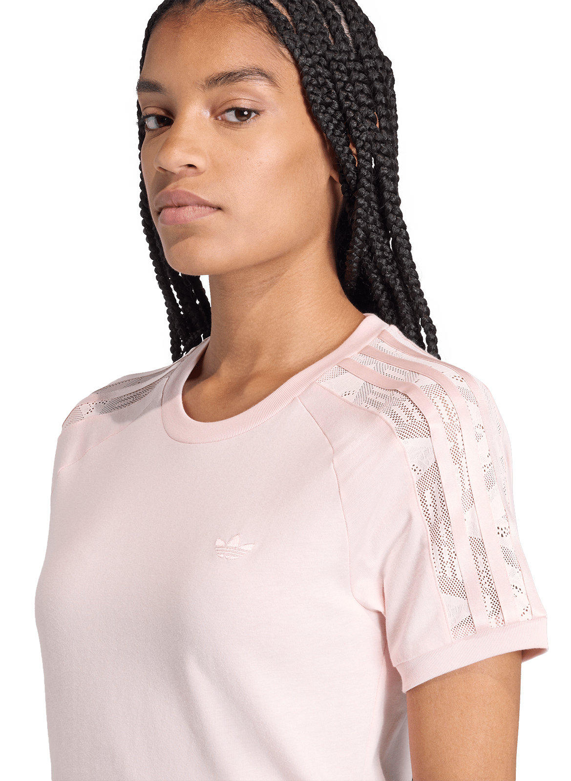 Tee-shirt ajusté col rond en coton ADIDAS Rosa