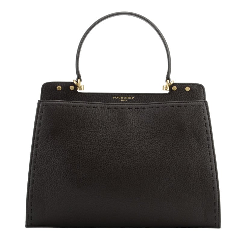 Calfskin leather handbag POURCHET Brown