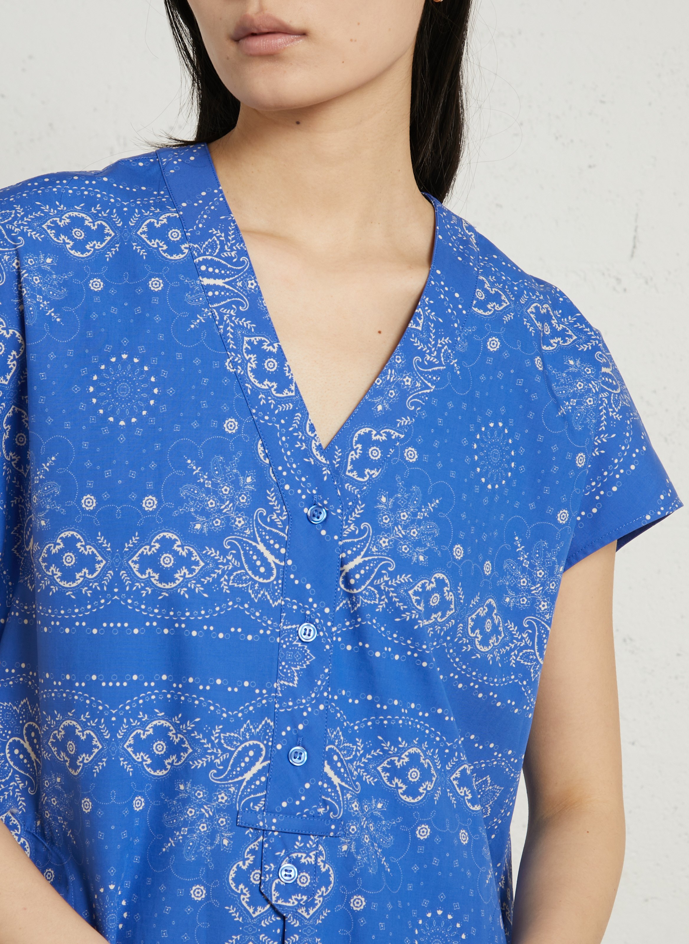 Midi-Kleid mit weitem Schnitt und V-Ausschnitt BENSIMON Blau