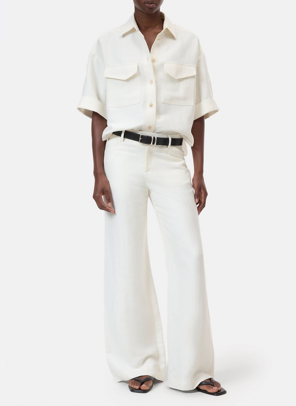 Weit geschnittene Hose aus Leinen-Mix CLOSED Beige