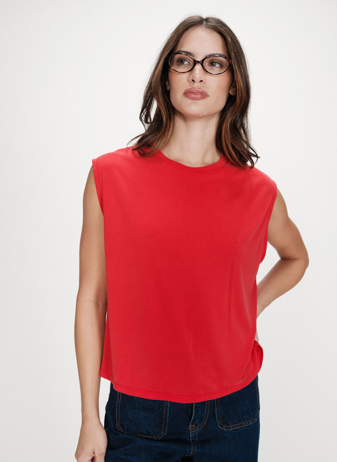 Mouwloze wijde top in effen kleur GRACE ET MILA