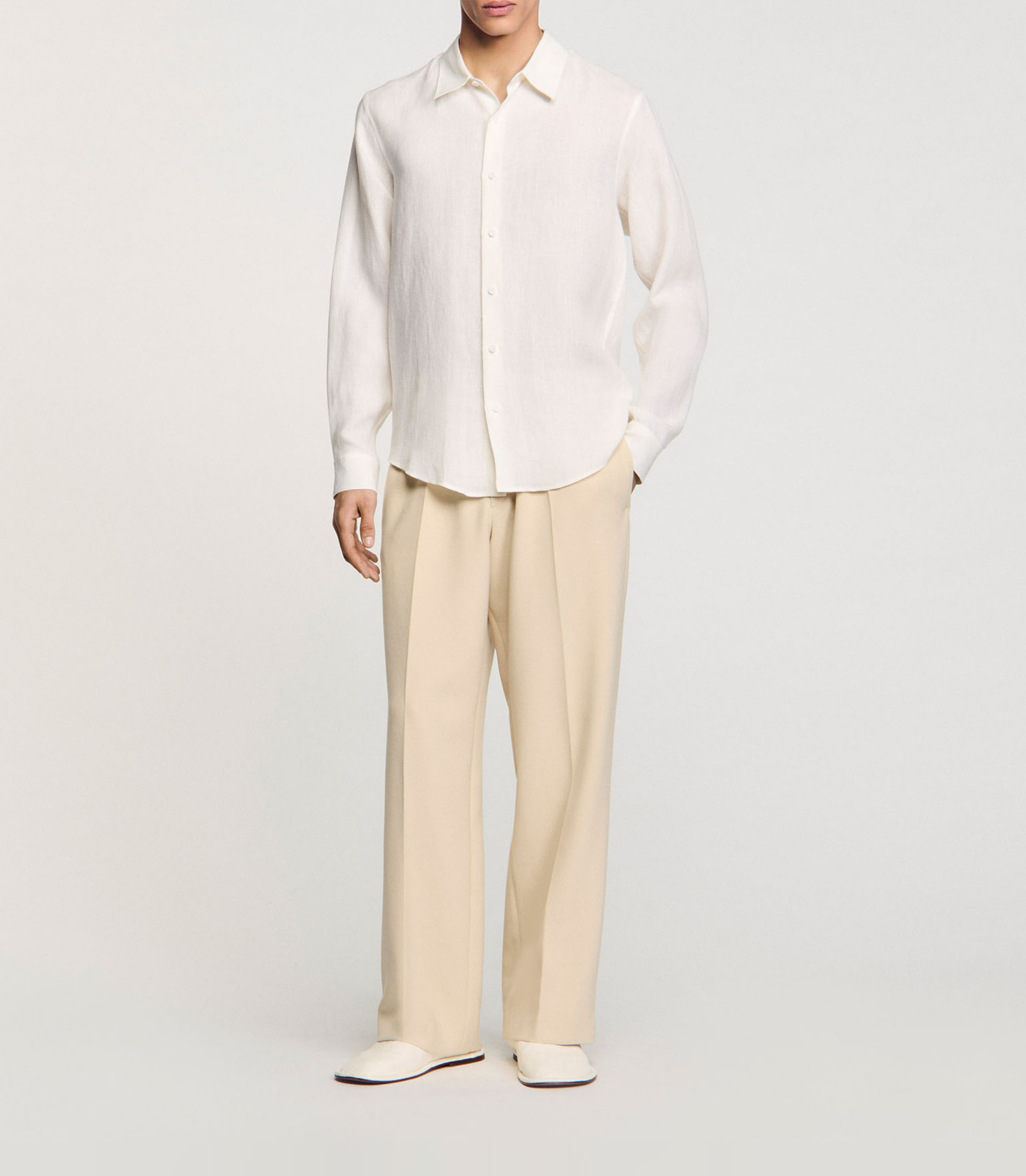 Chemise droite en lin SANDRO Beige