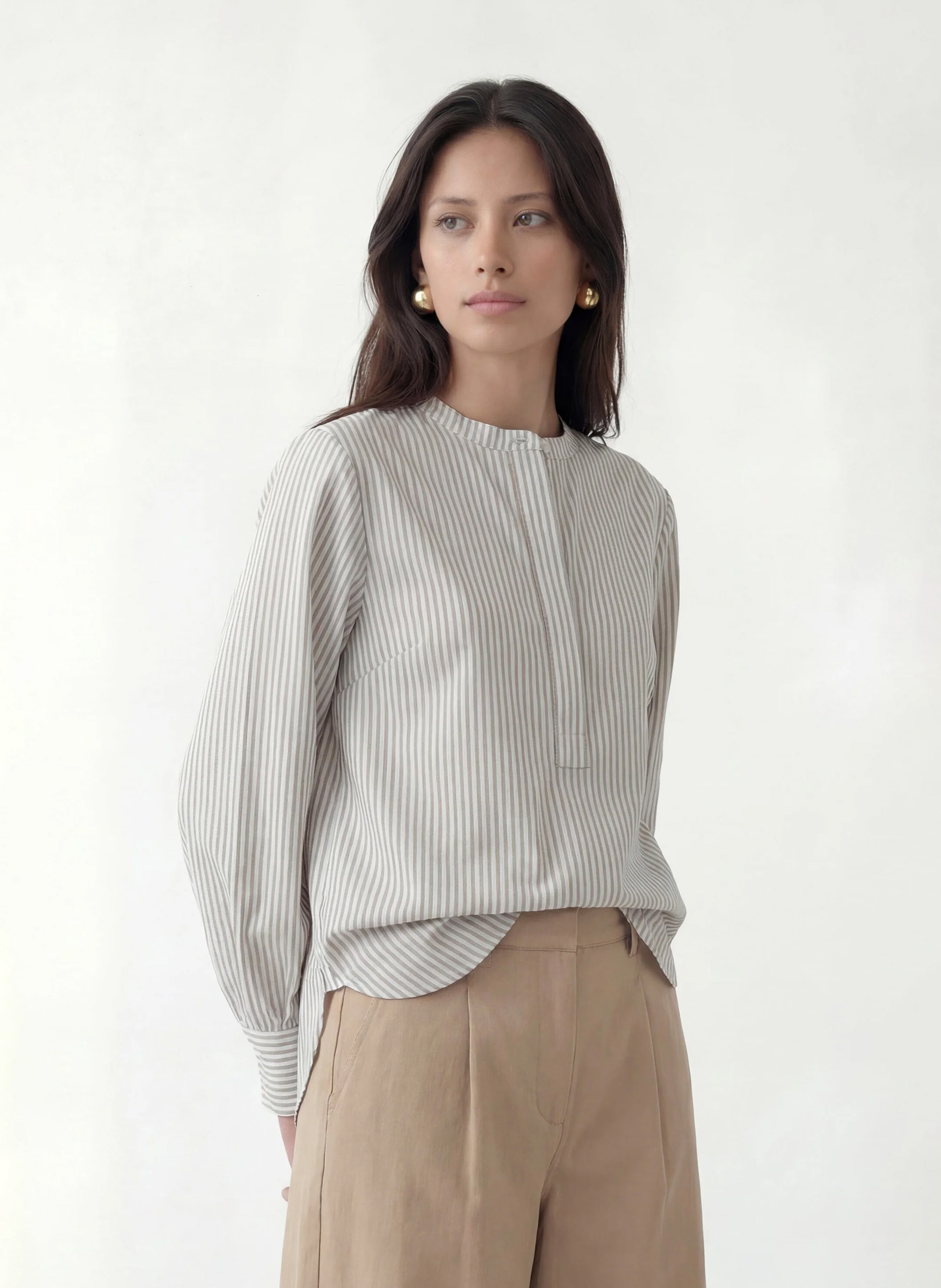 Blusa oversize a girocollo in cotone a righe KOOKAI Blu