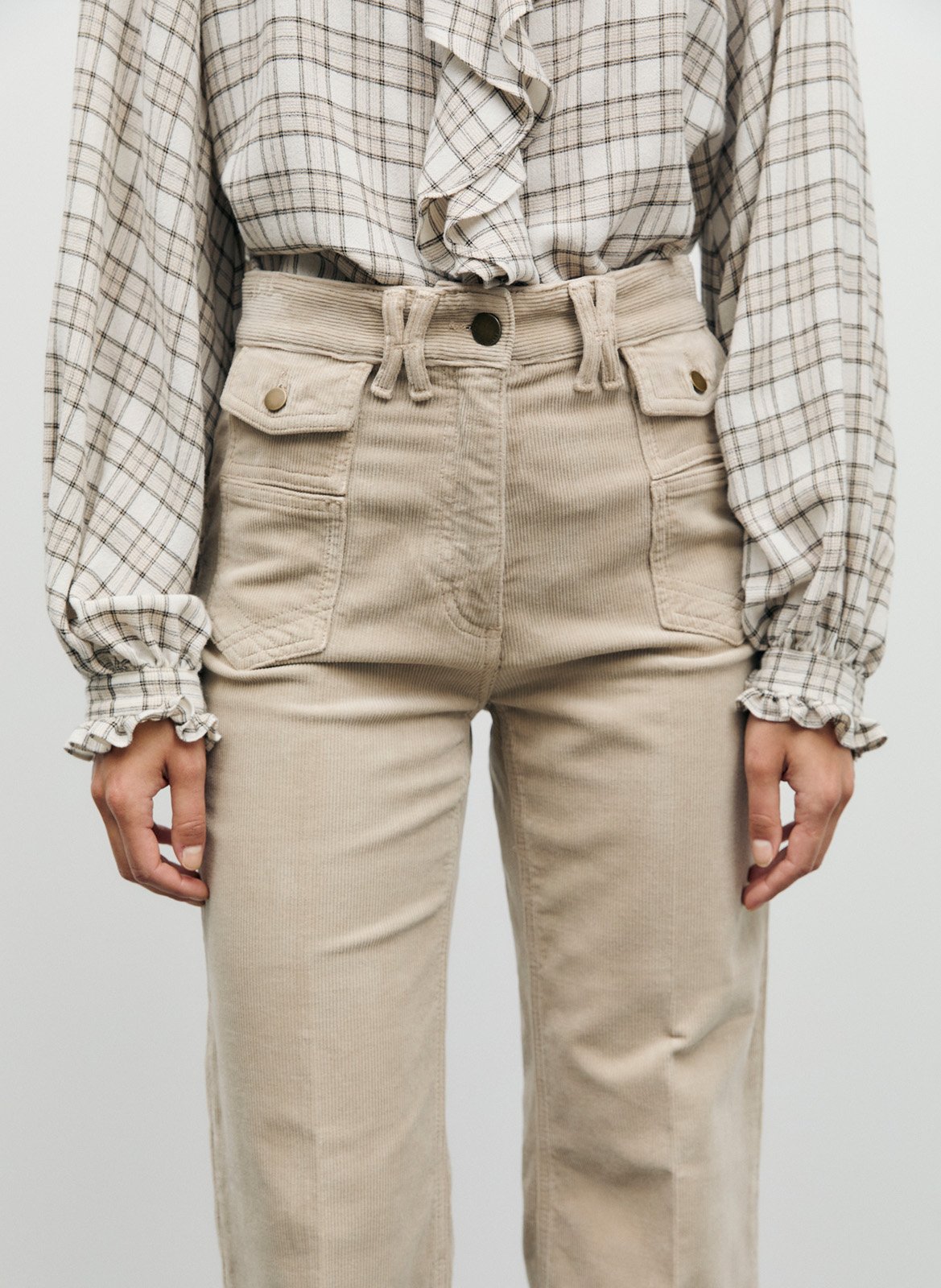 High-waisted velvet flare jeans GERARD DAREL Beige