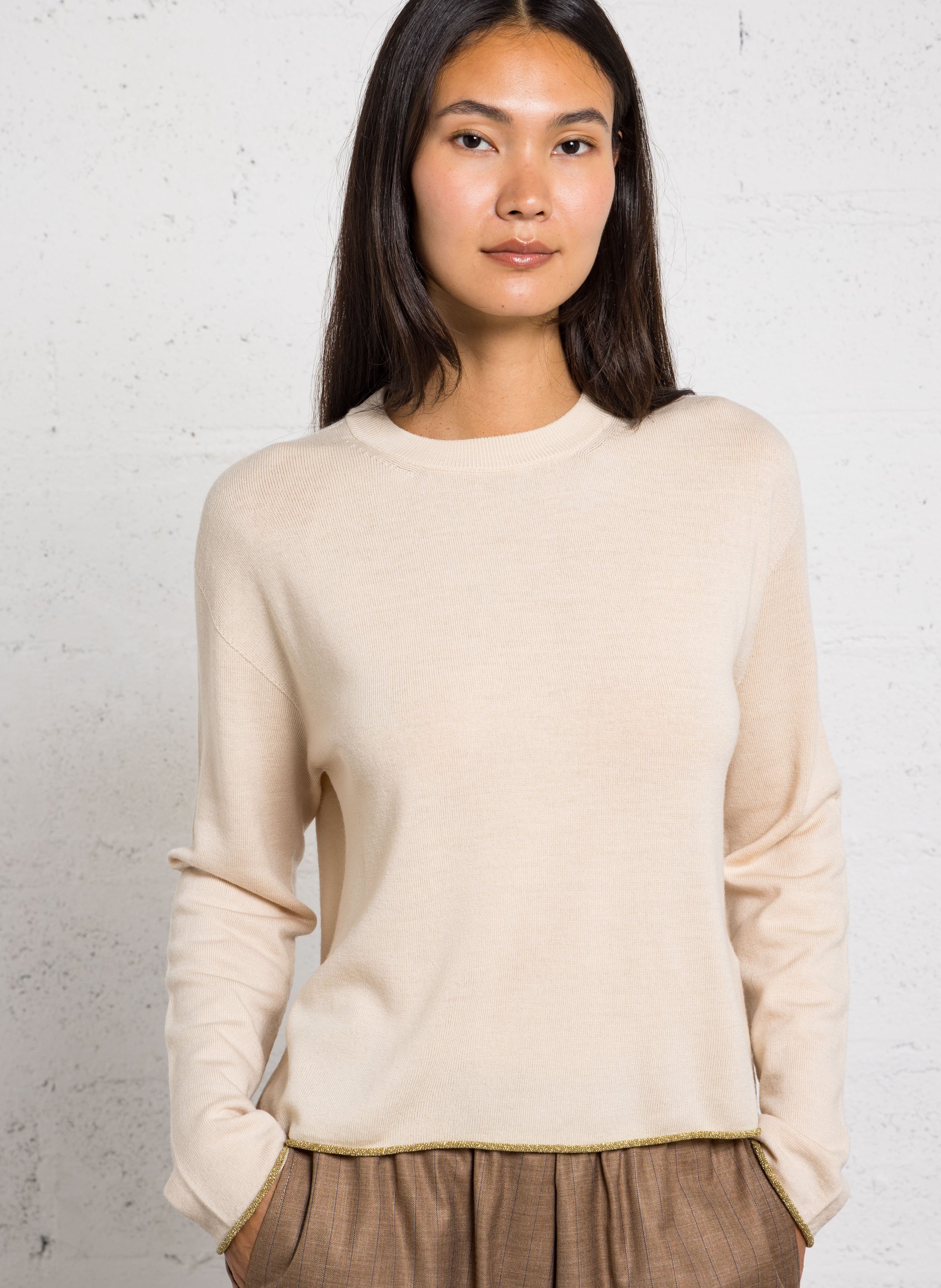 Round-neck wool sweater MOMONI Beige