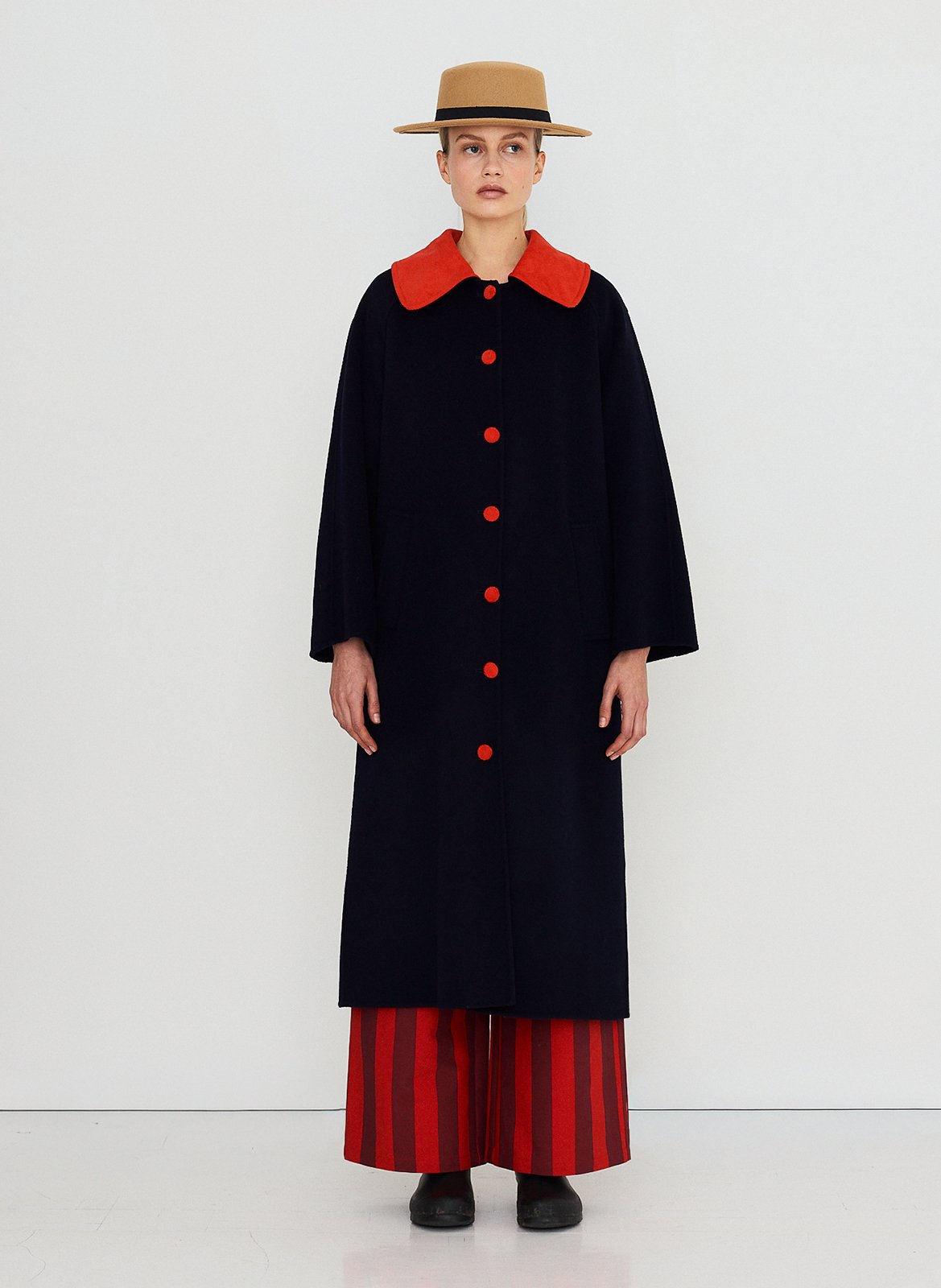 Straight wool coat with classic collar THE TINY BIG SISTER Blue