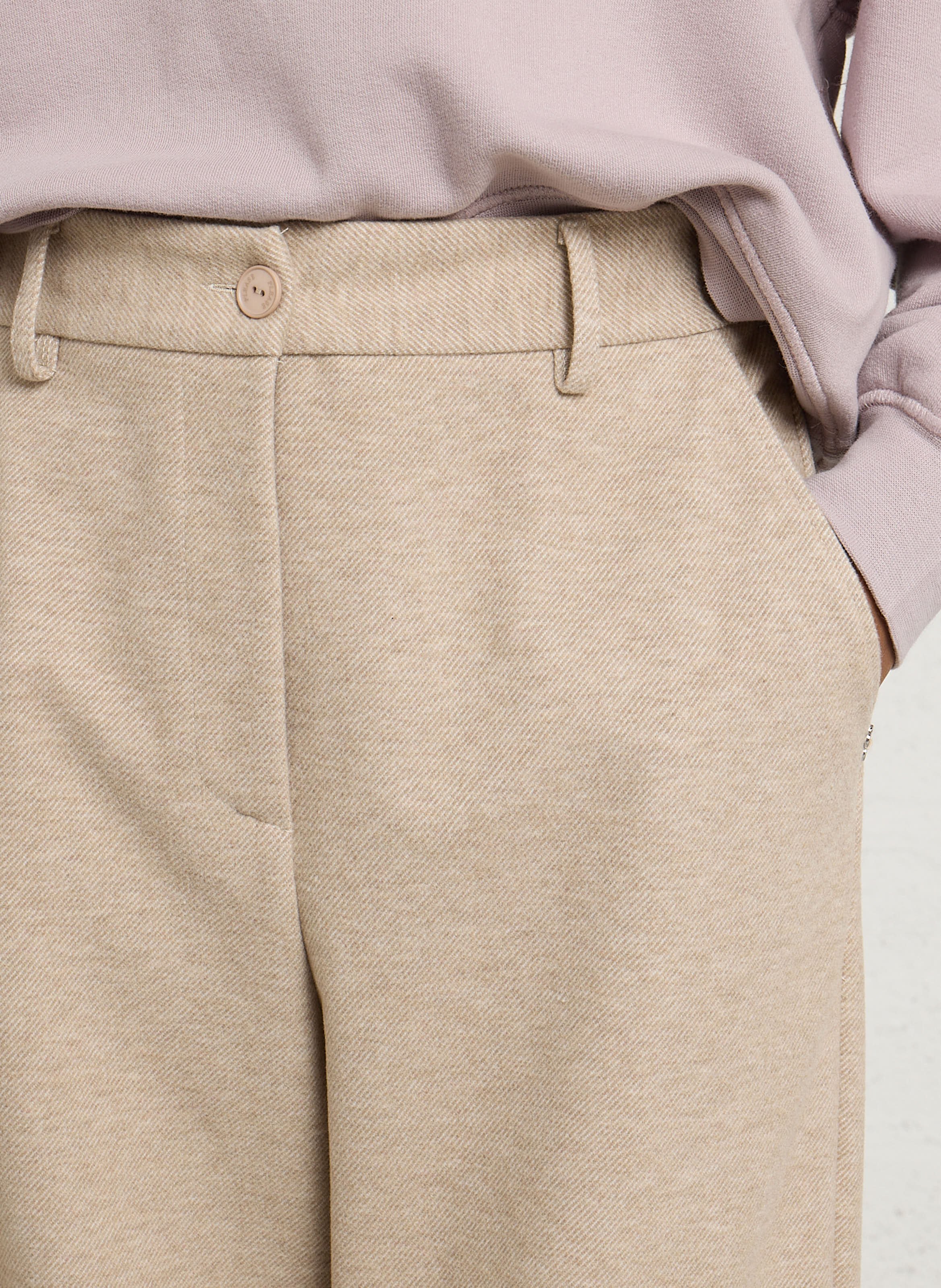 High-waisted wide-leg pants PLEASE Beige