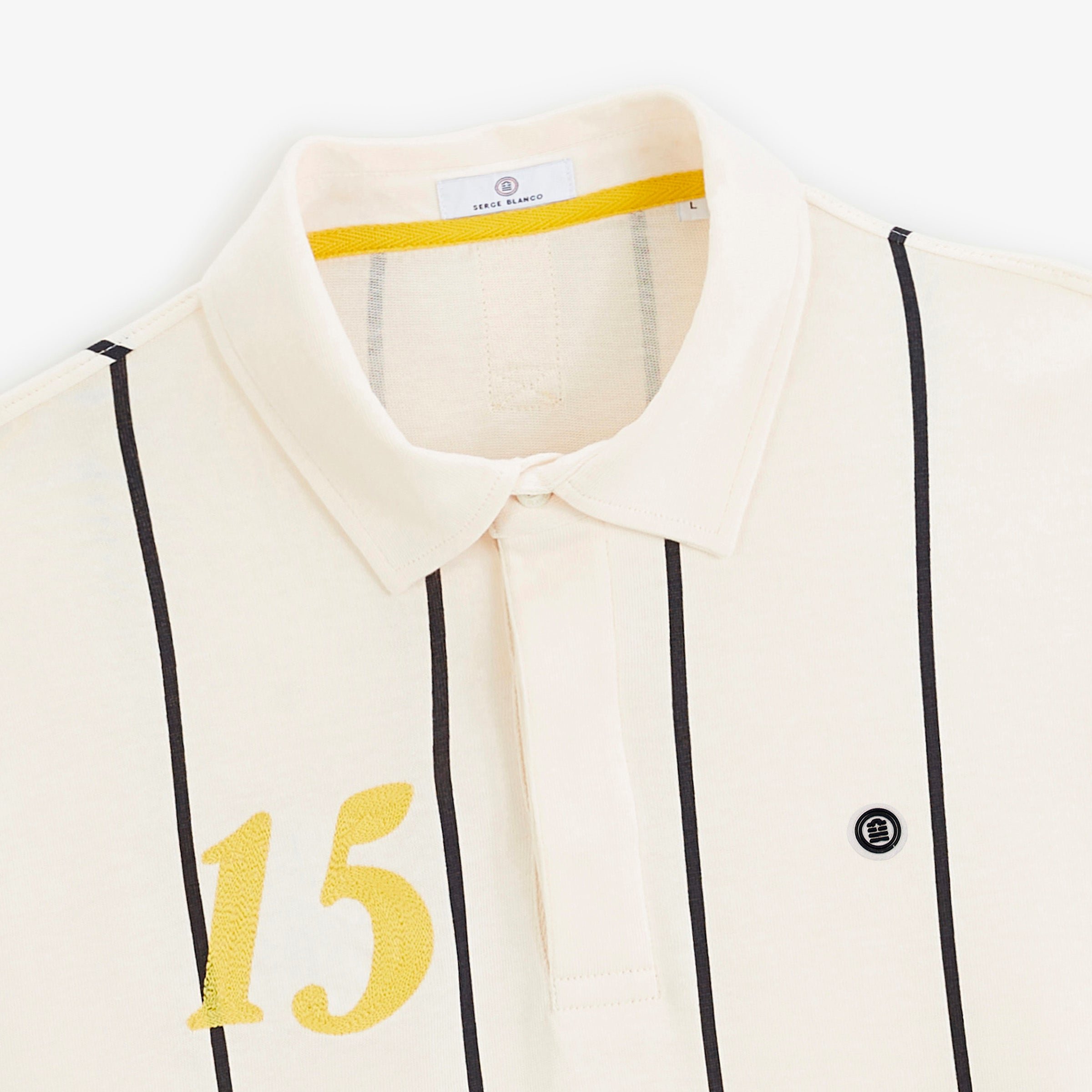 Rugby polo with long sleeves striped embroidery 15 off-white SERGE BLANCO White