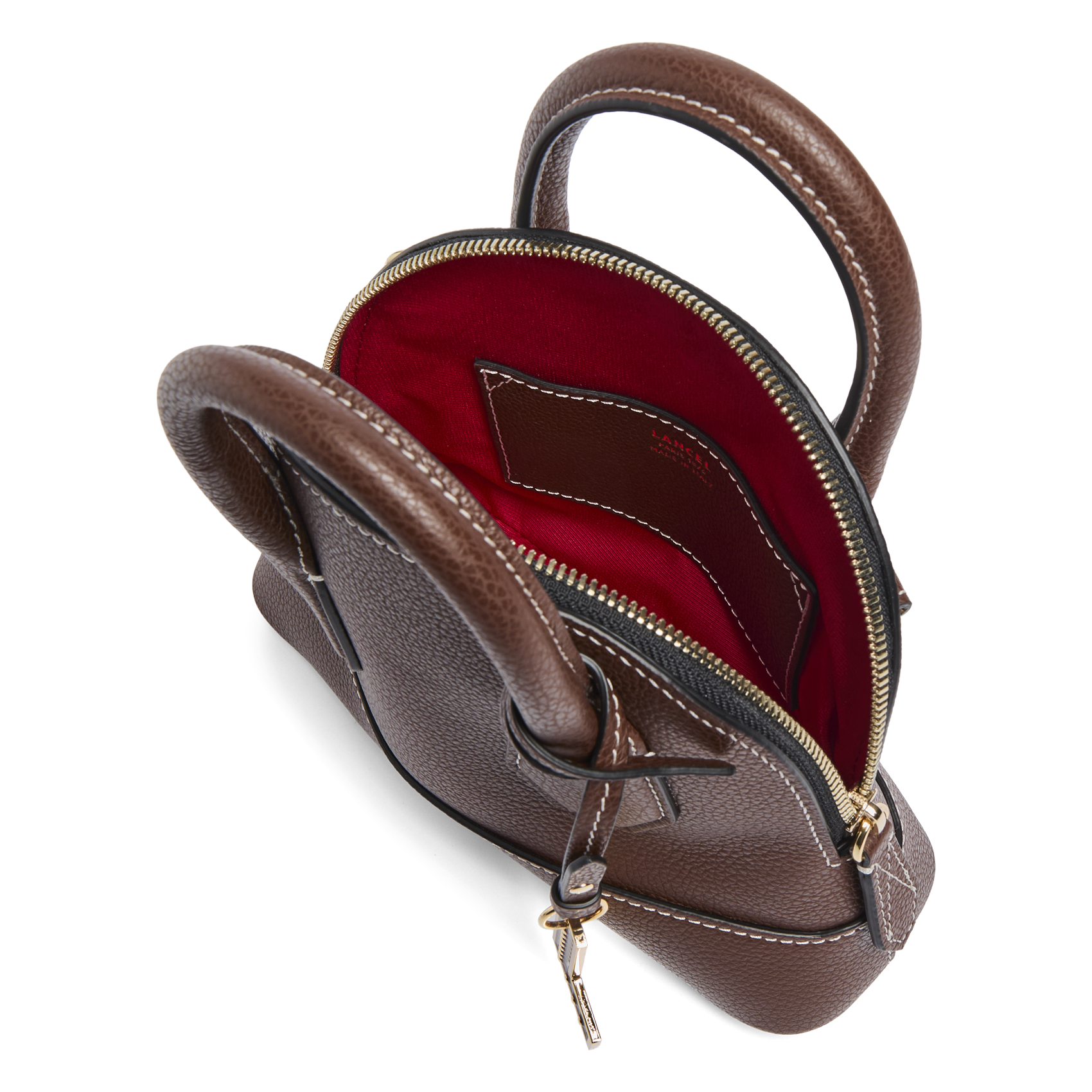 Kleine effen schoudertas van korrelig leer | Bruin LANCEL Dames