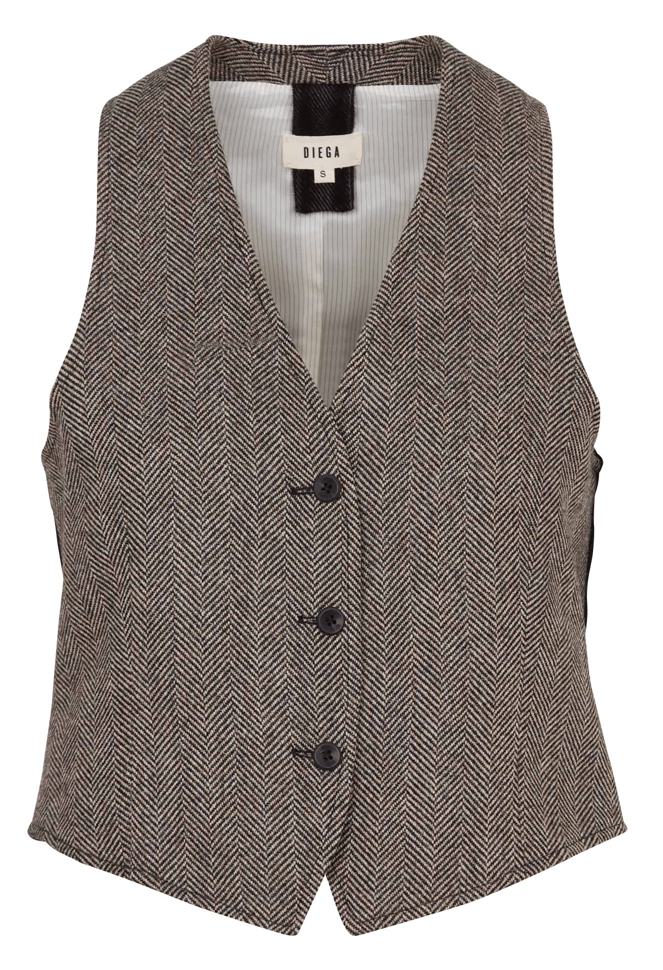 Gilet droit col v sans manches à chevrons DIEGA Noir