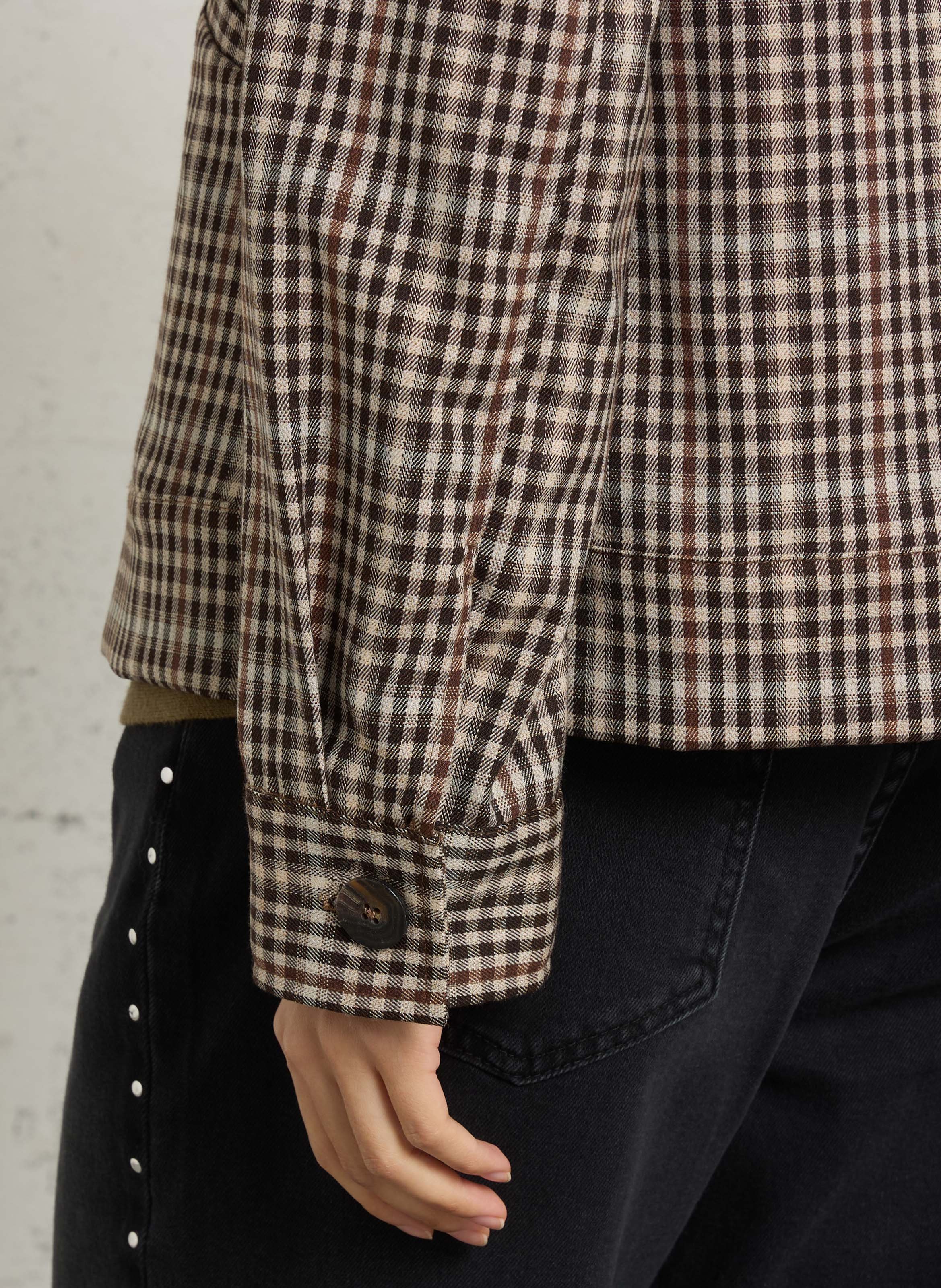 Veste droite à carreaux PLEASE Marron