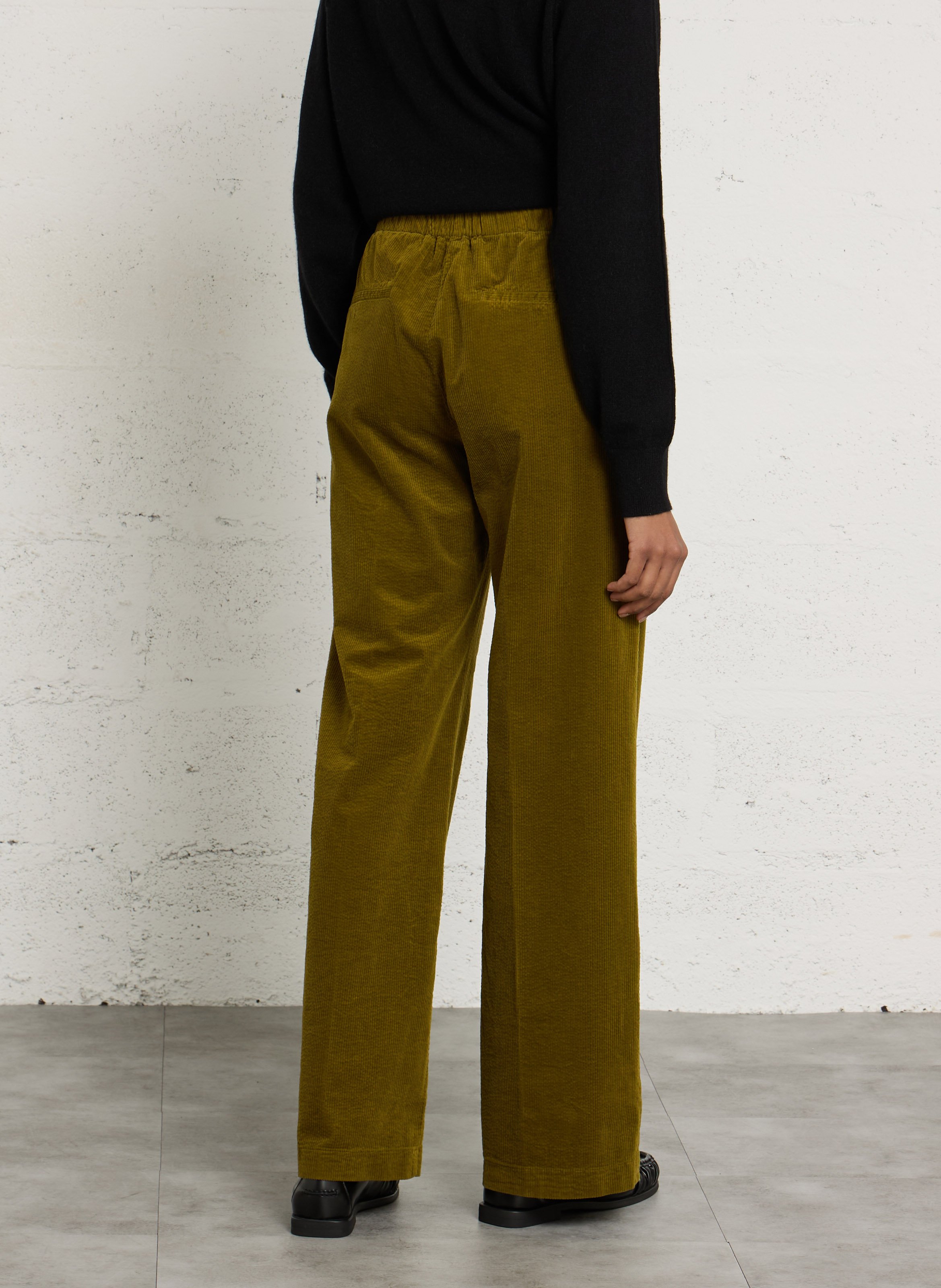 Wool- and cotton-mix straight-cut pants POMANDERE Green