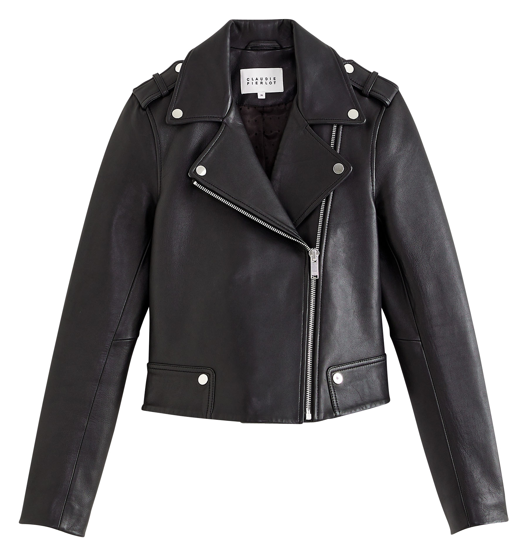 Blouson court en cuir  CLAUDIE PIERLOT Noir