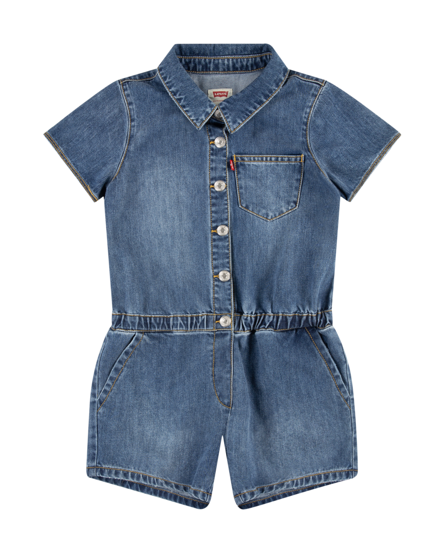 Combinaison col classique en jean et coton LEVI'S KIDS Jean Délavé
