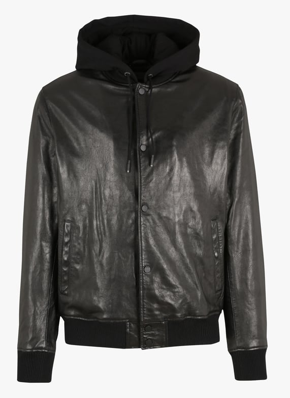 Lederjacke mit kapuze Schwarz Ikks Herren Place des Tendances