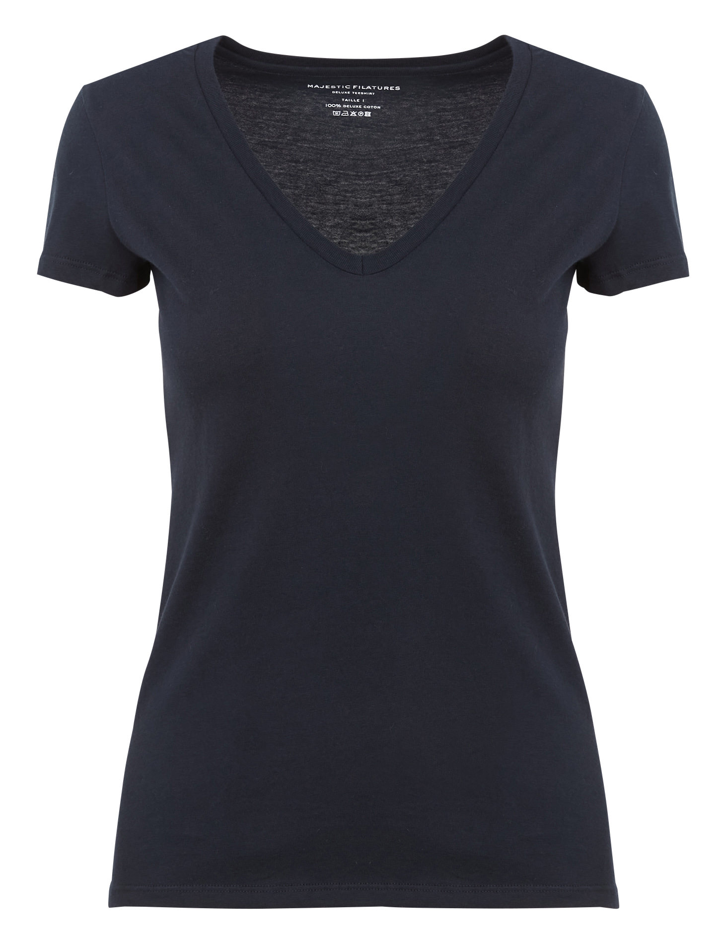 Baumwoll-T-Shirt mit V-Ausschnitt MAJESTIC FILATURES