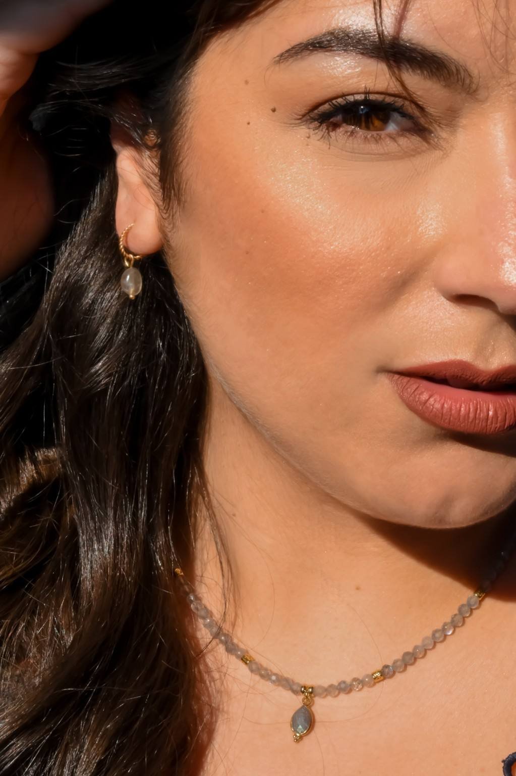 Labradorite necklace GINANDGER Grey