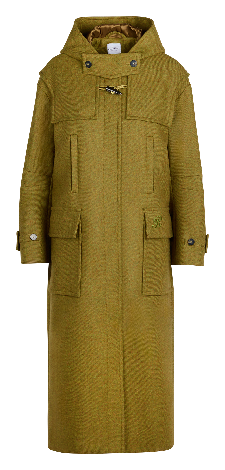 Duffle coat long à capuche en laine mélangée ROSEANNA Vert