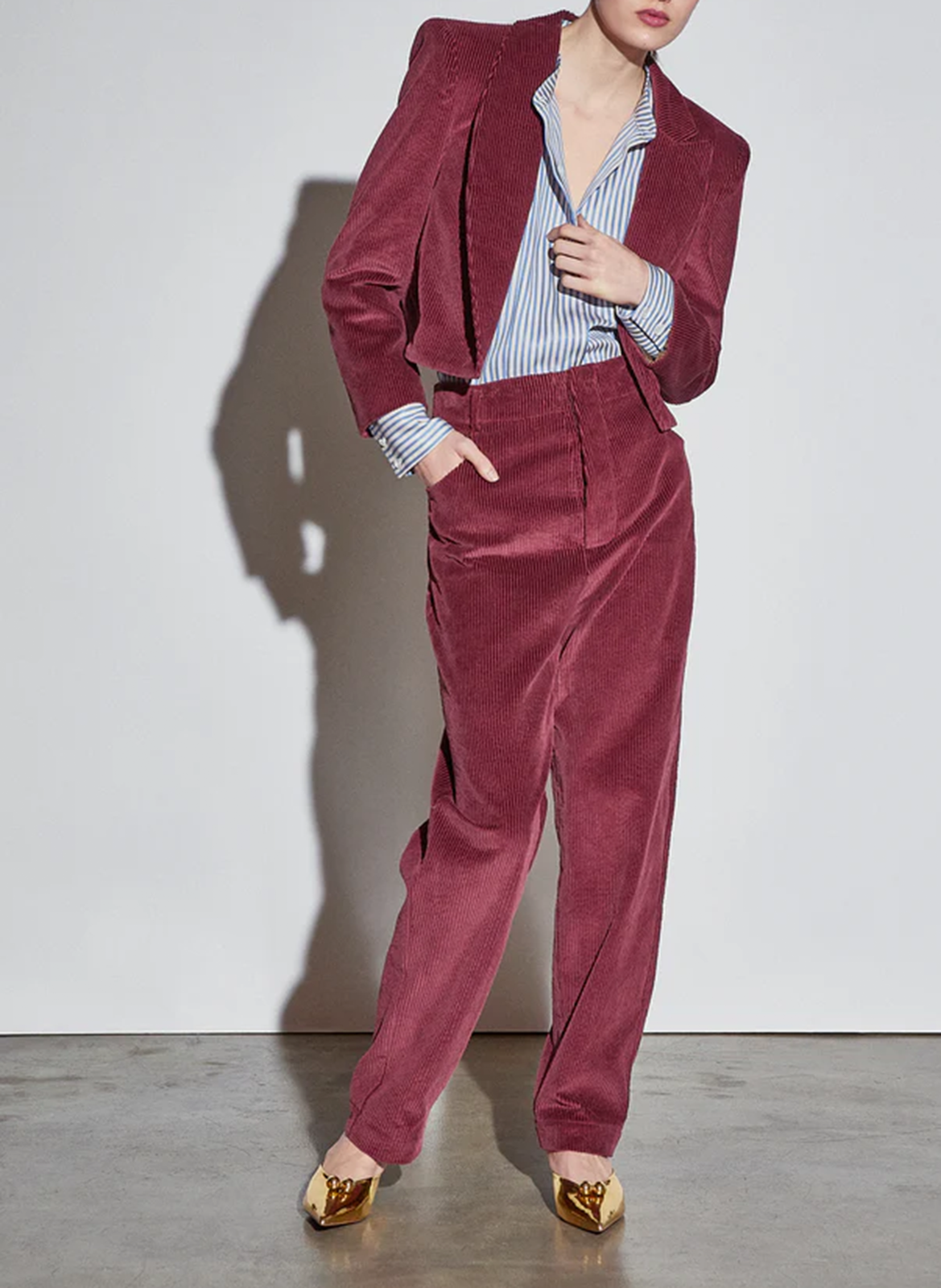 Straight cotton jacket Red