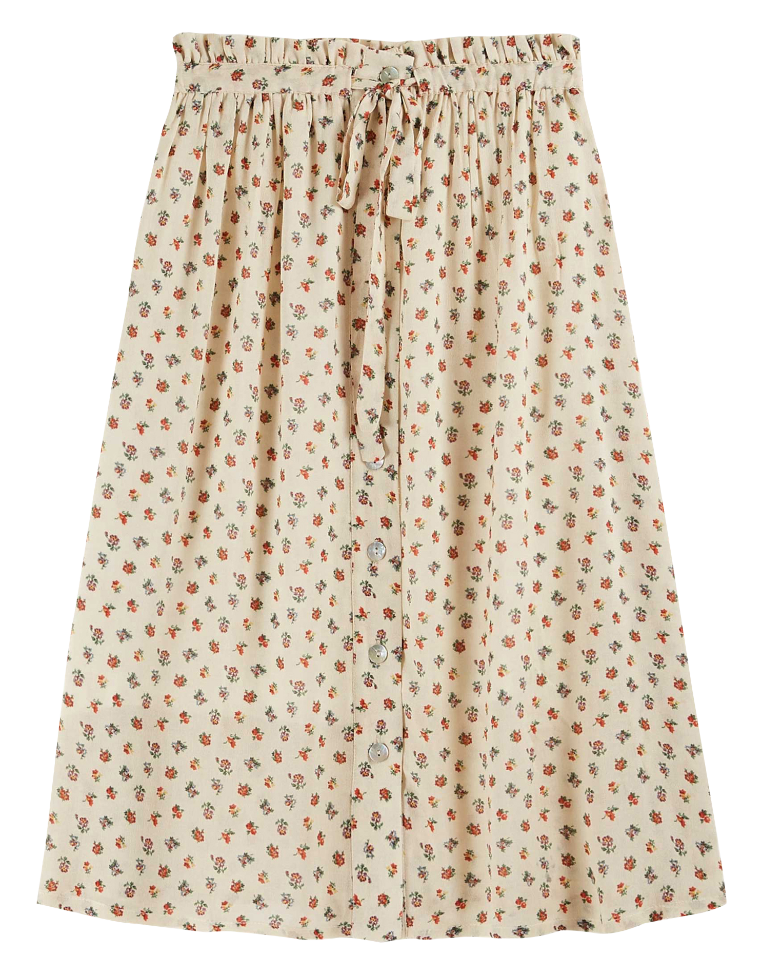 Jupe midi imprimé fleuri EMILE ET IDA Beige