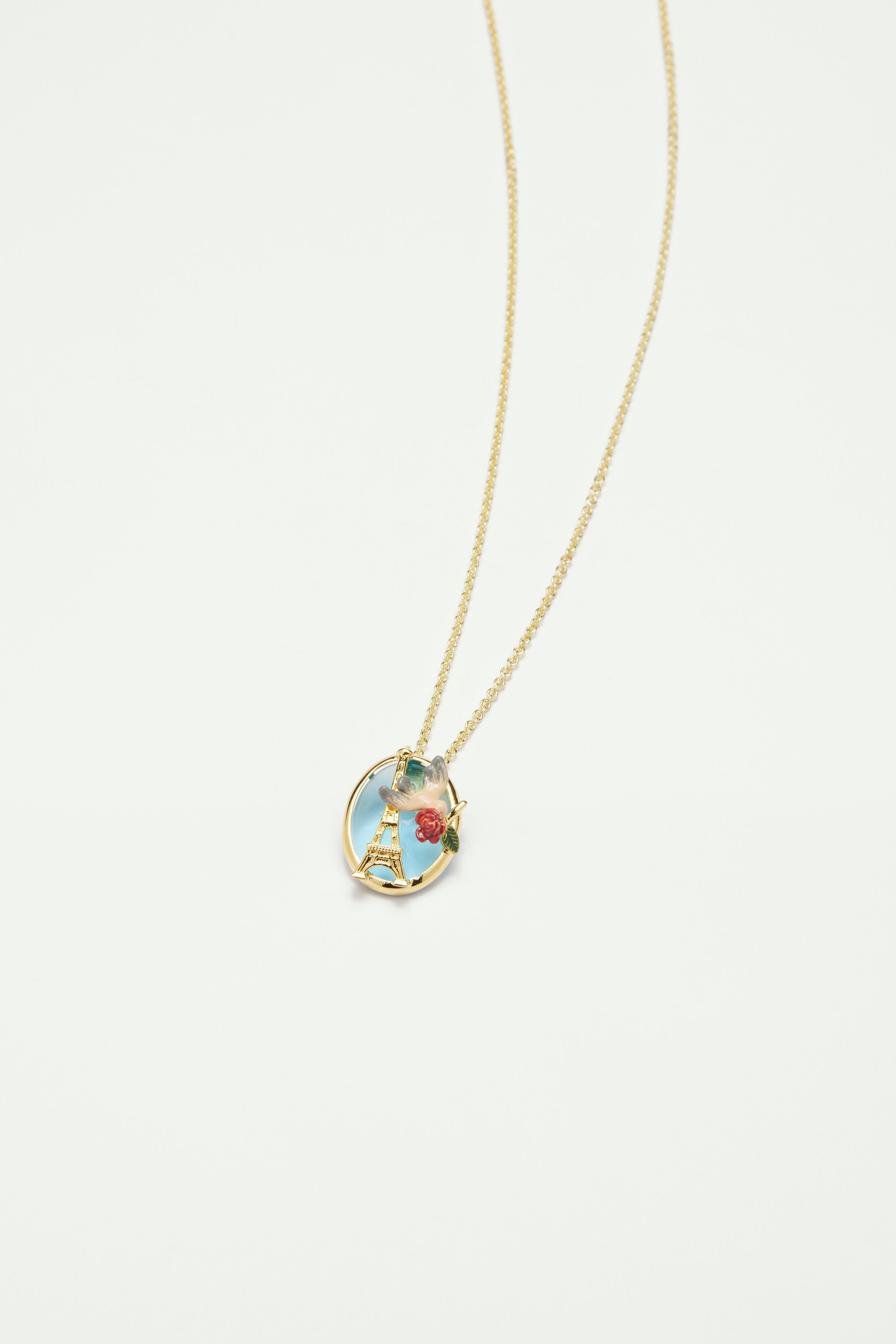 Collier pendentif tour eiffel, moineau et LES NEREIDES Multicolore