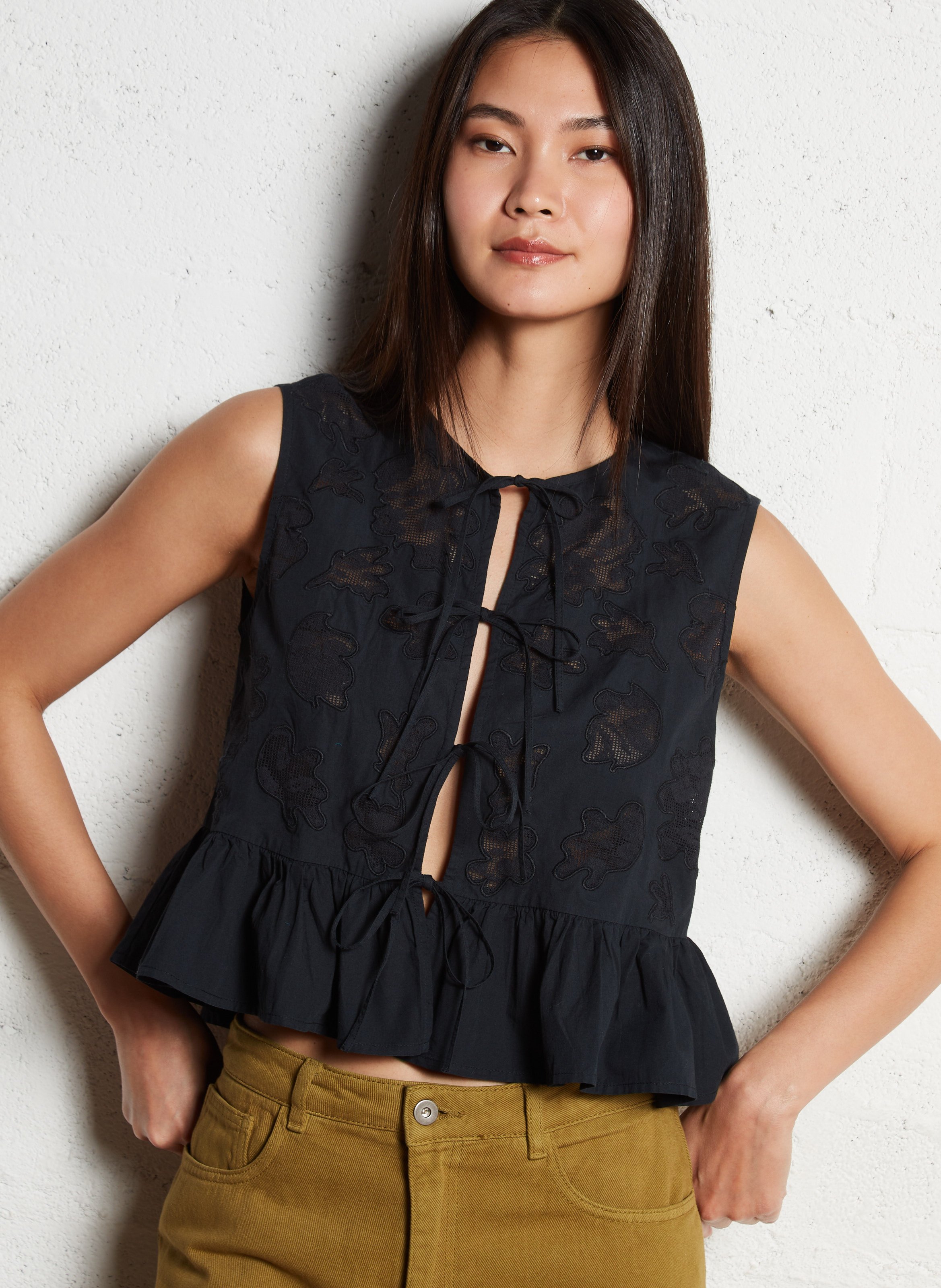 Aimee dotted Swiss top BELLEROSE Black