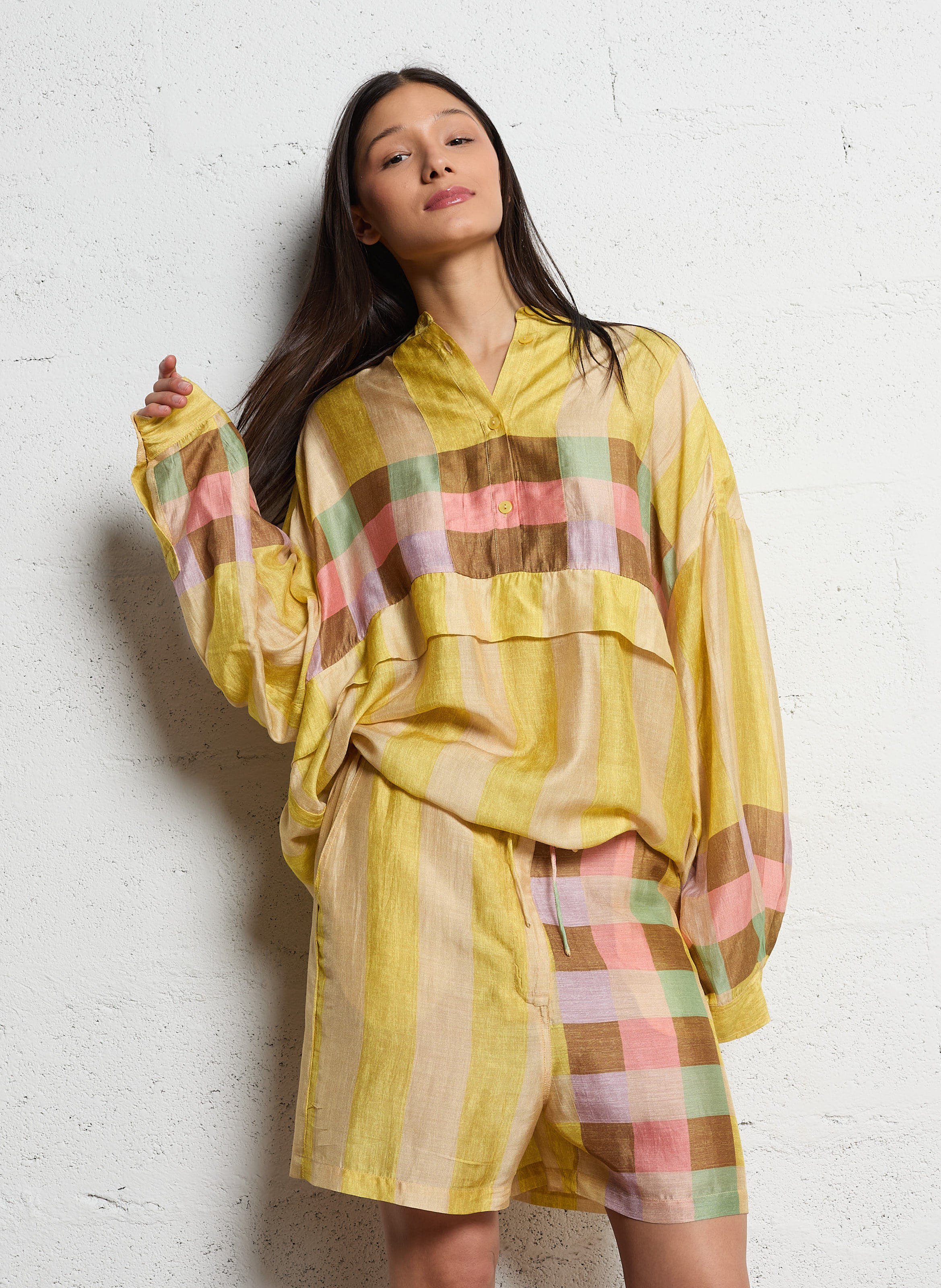 Printed shirt with Mandarin collar MES DEMOISELLES Multicolored