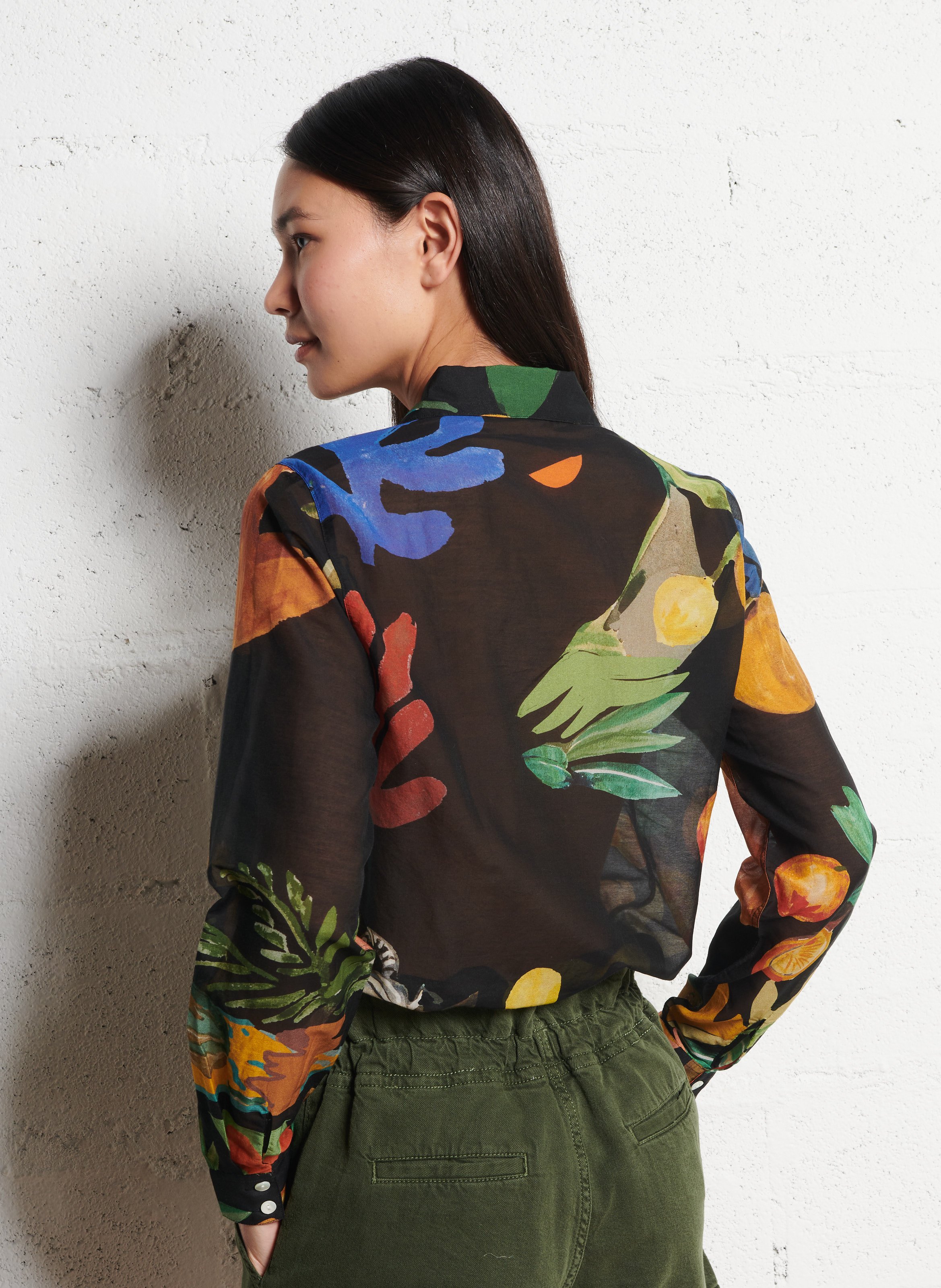 Gerade geschnittenes Hemd aus Baumwoll-Mix mit klassischem Kragen G.KERO Schwarz